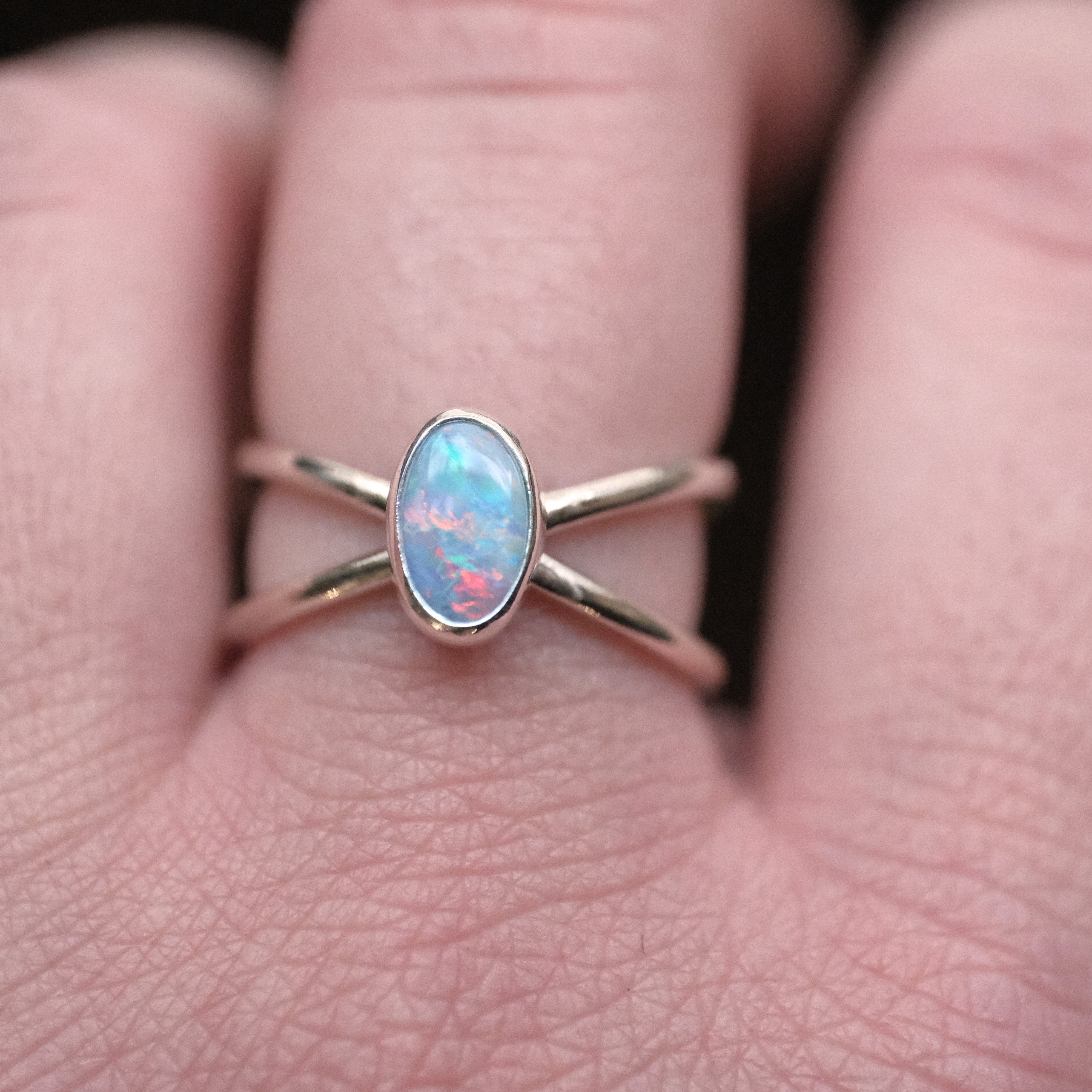 Australian Opal Atom Ring (Size 6) - One of a Kind