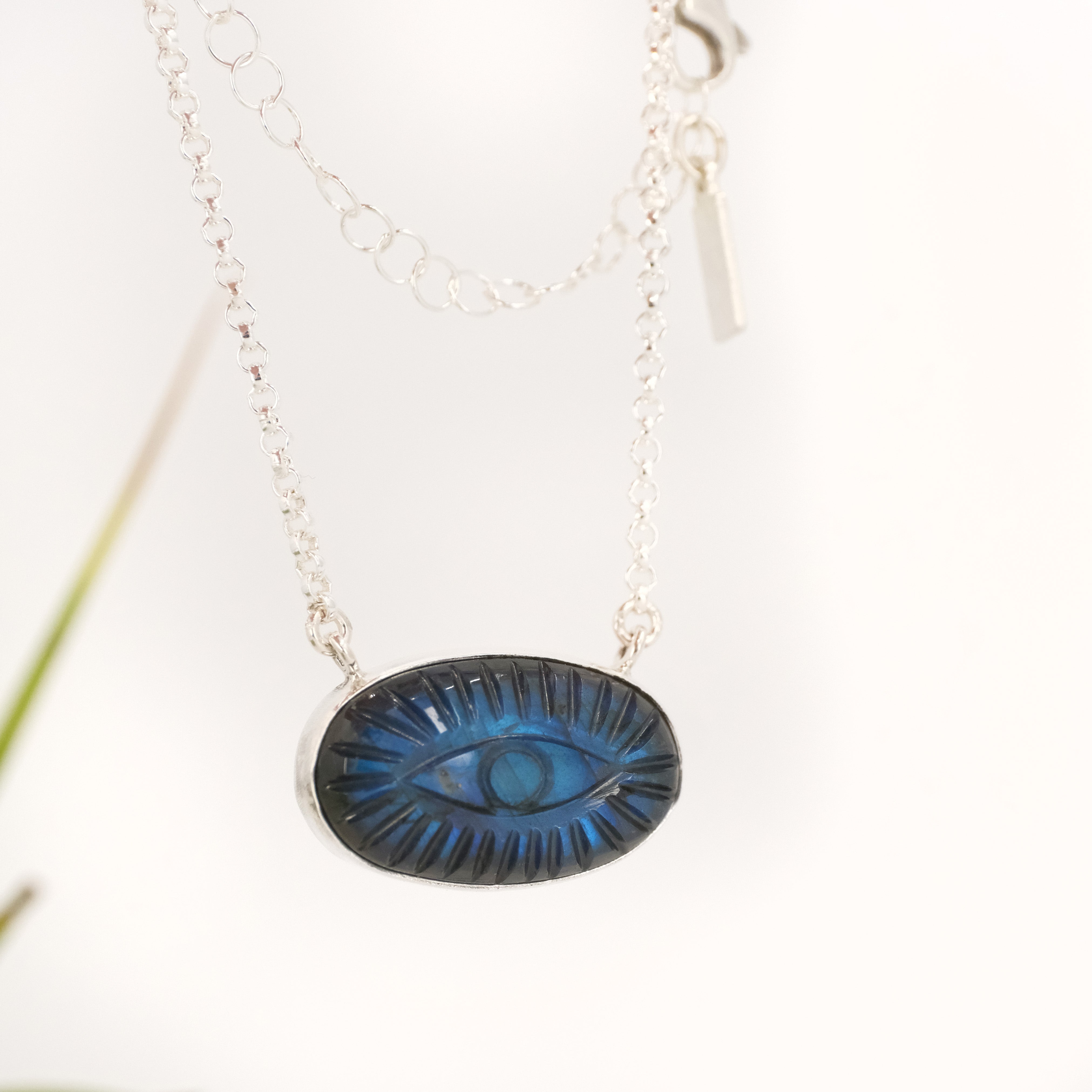 Labradorite Evil Eye Protector Necklace - One of a Kind