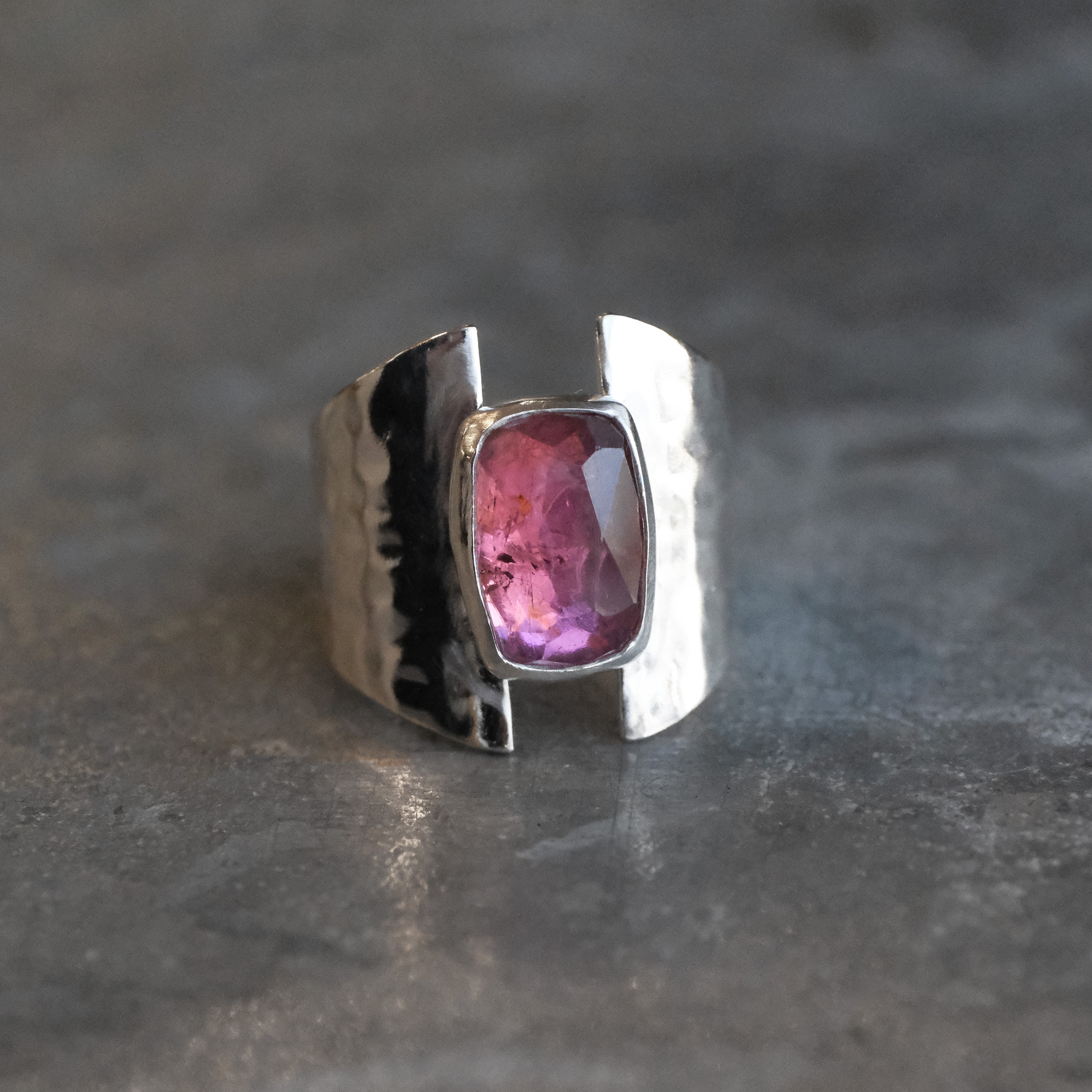 Pink Tourmaline Shield Ring (Size 7) - One of a Kind