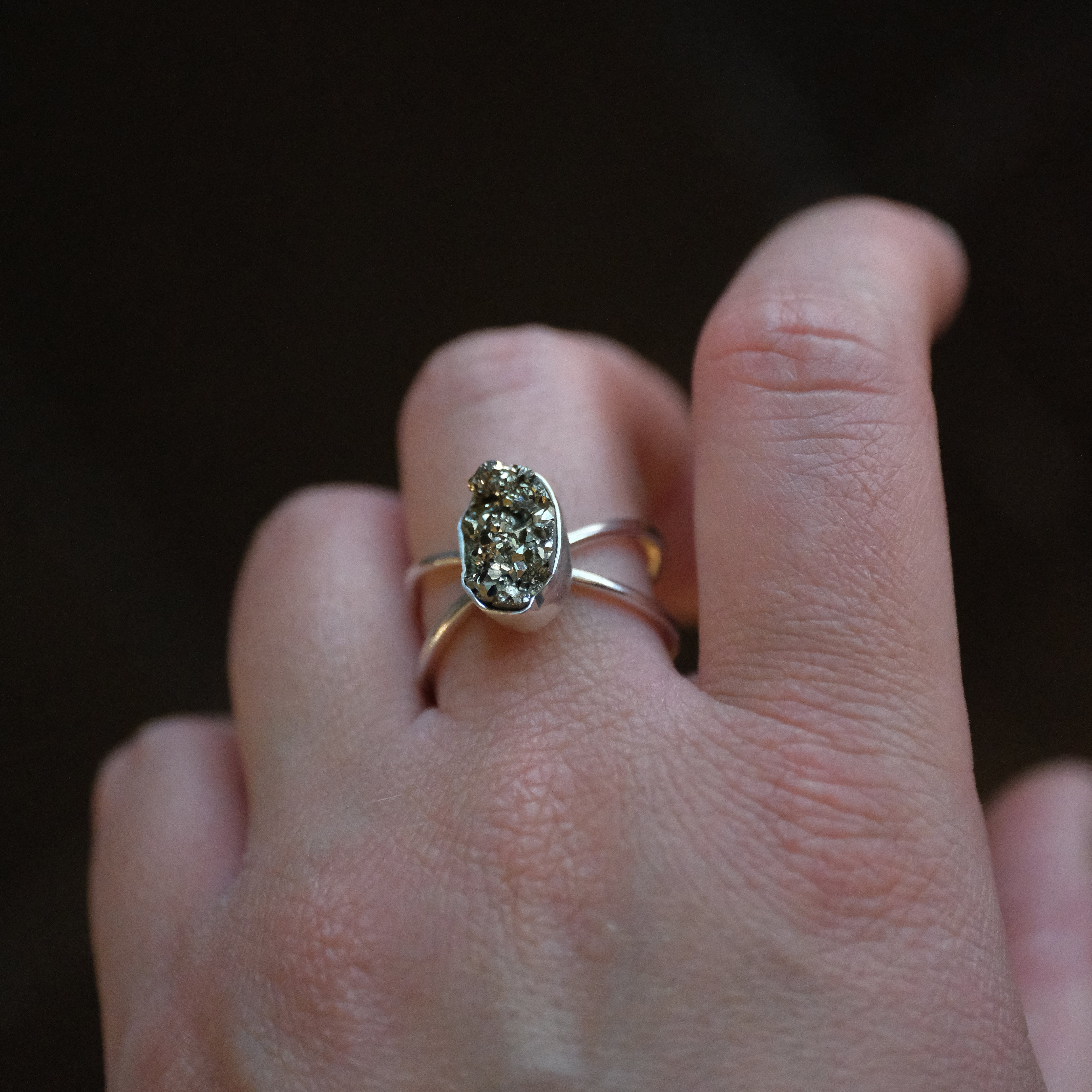 Pyrite Atom Ring (Size 8) - One of a Kind