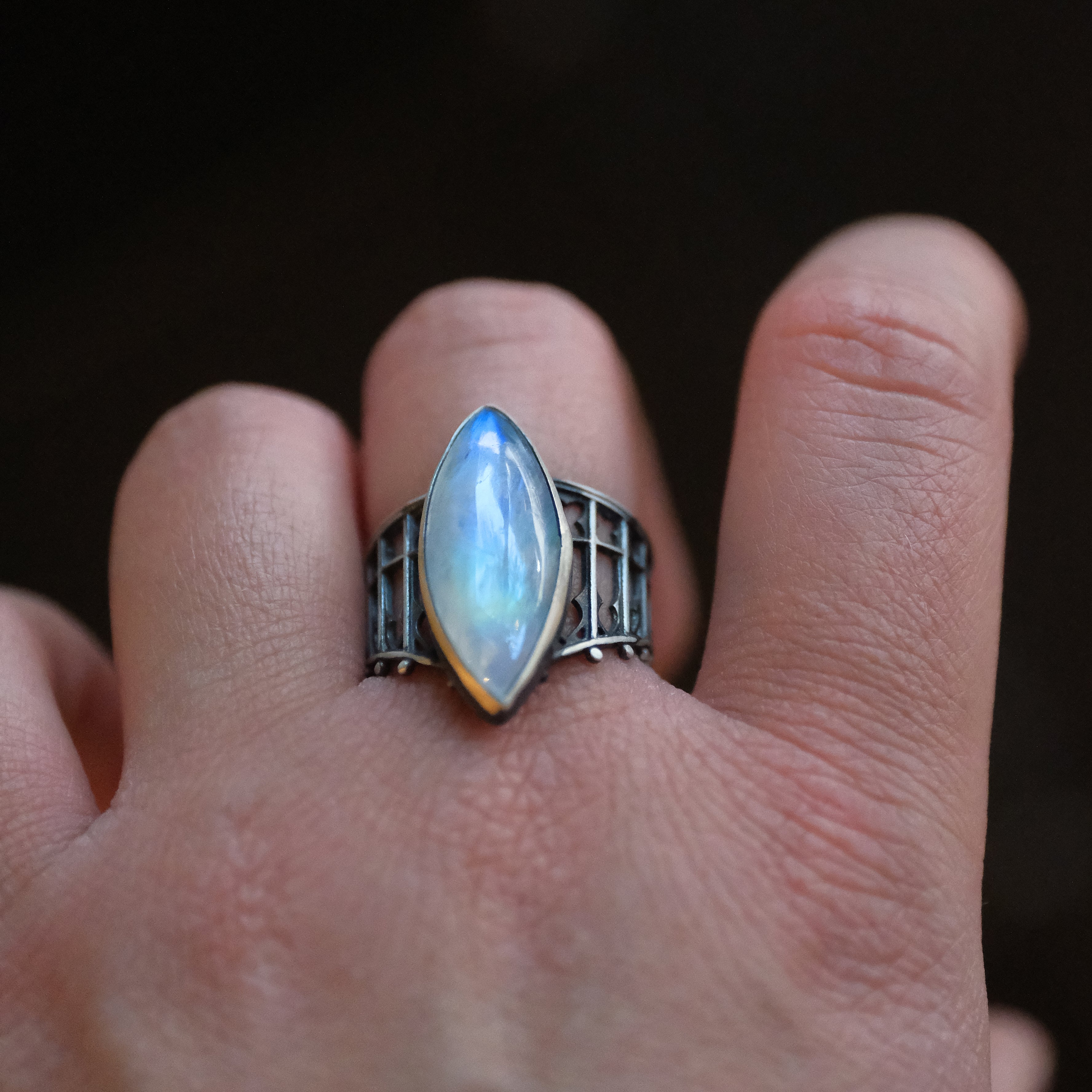 Moonstone Cathedral Ring (Size 6.5) - One of a Kind
