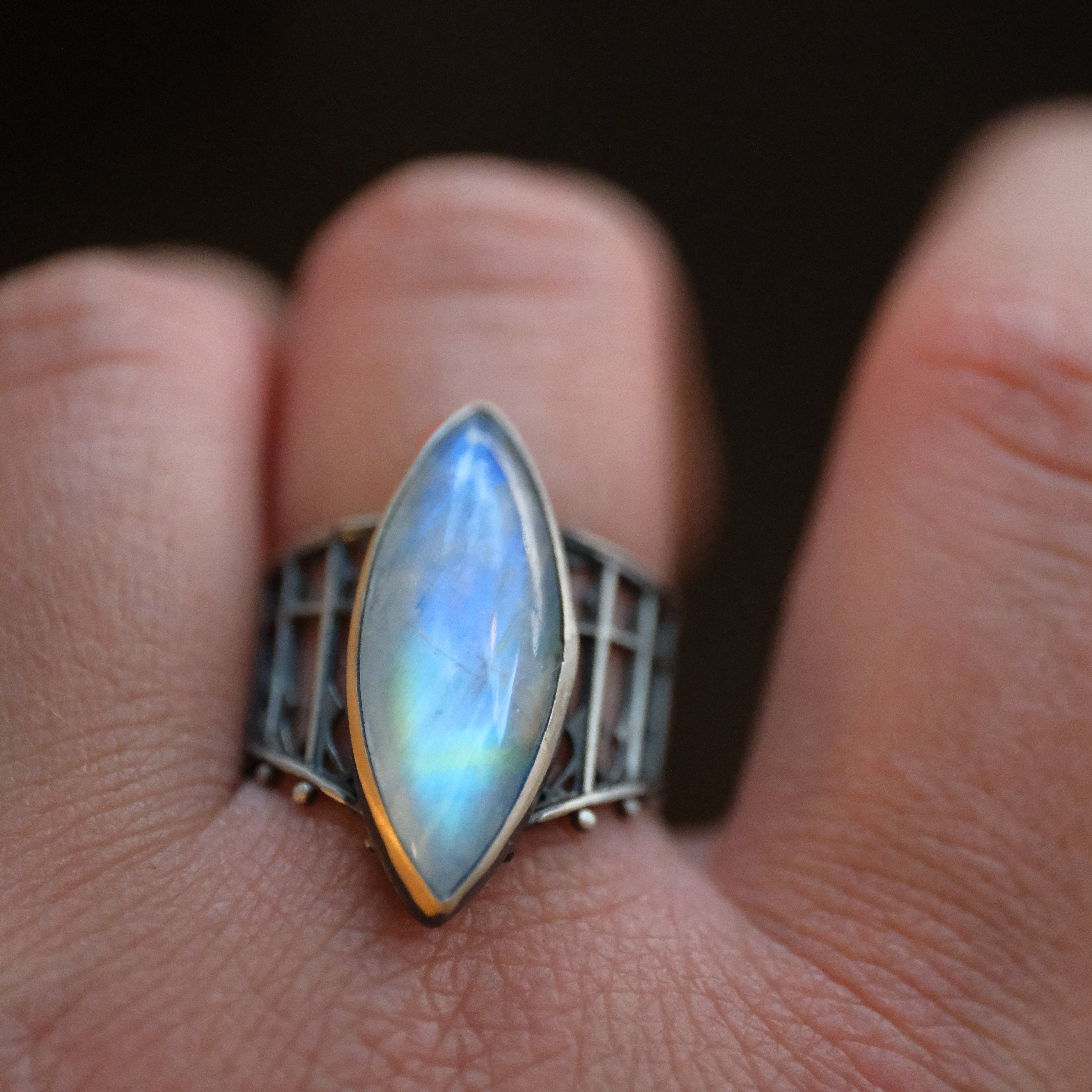 Moonstone Cathedral Ring (Size 6.5) - One of a Kind