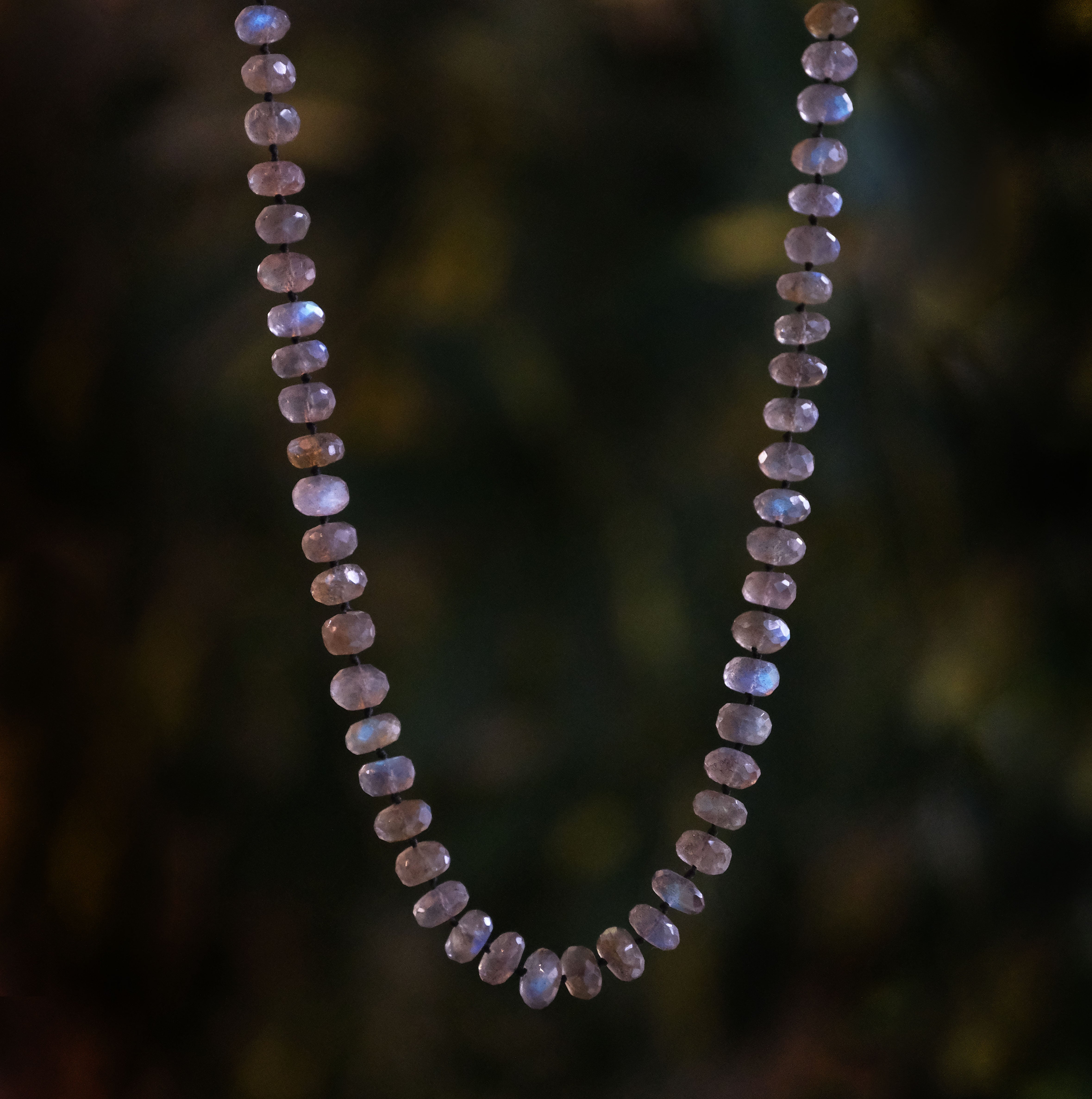 Knotted Labradorite + Sterling Satellite Necklace