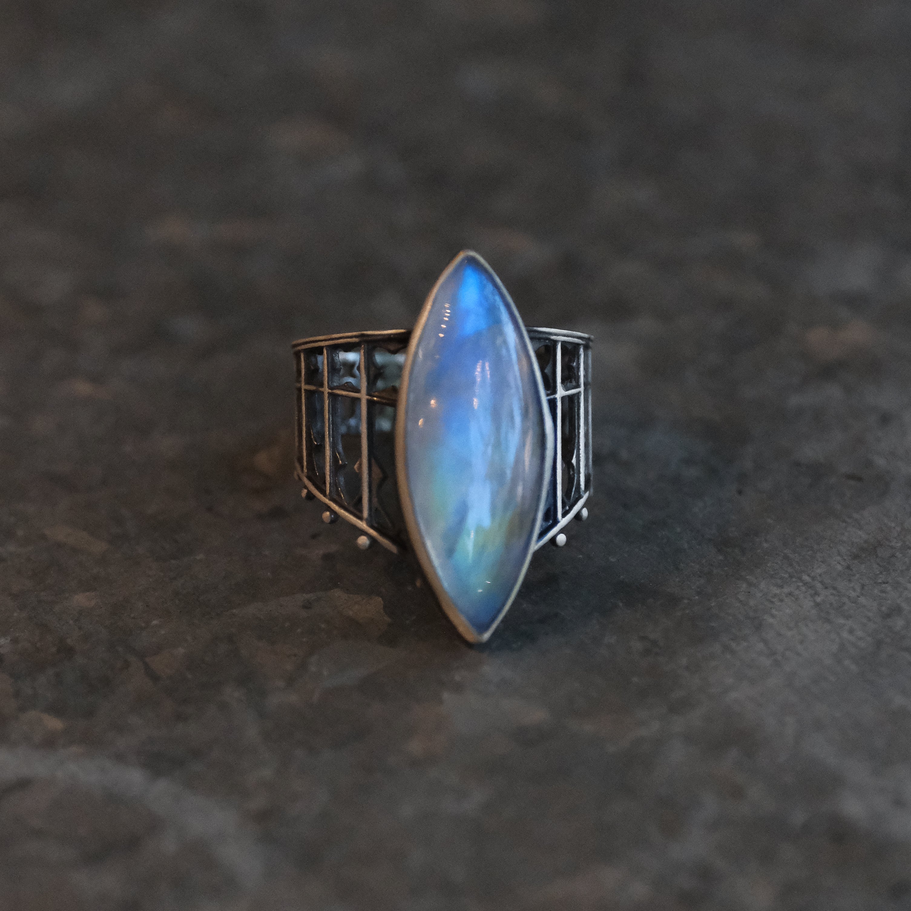 Moonstone Cathedral Ring (Size 6.5) - One of a Kind