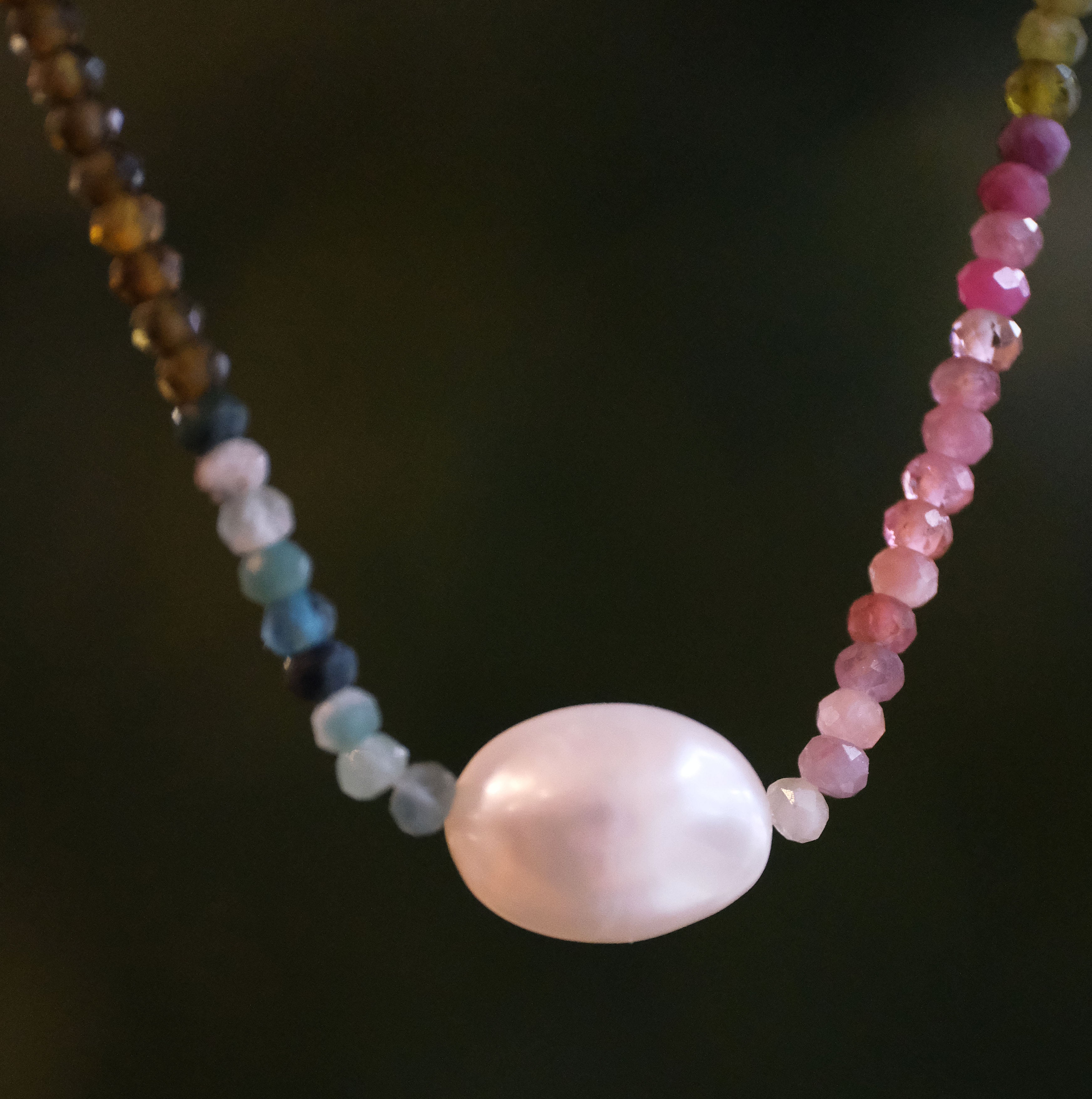 Tourmaline + Freshwater Pearl Blurb Necklace