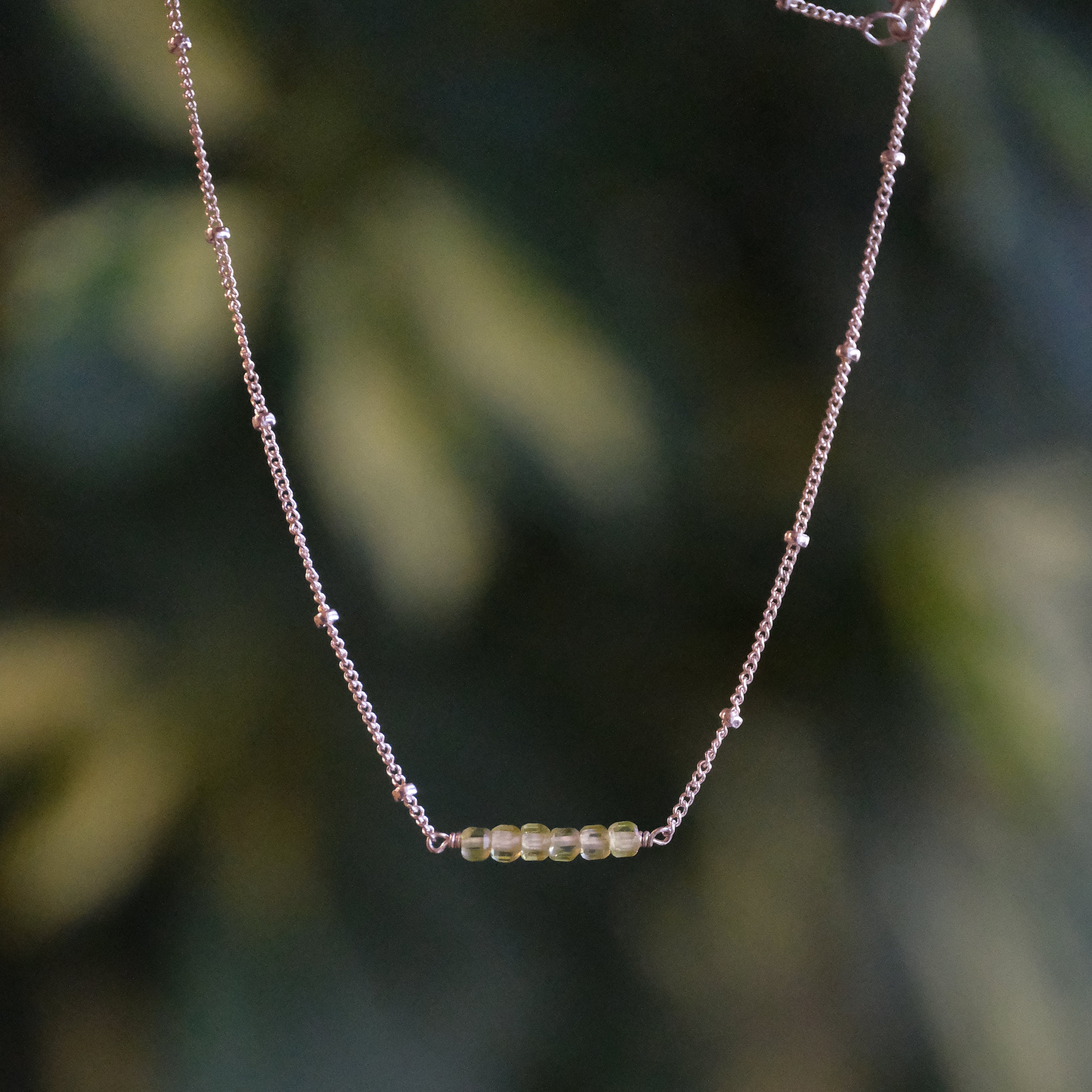 Peridot + Sterling Inchworm Necklace