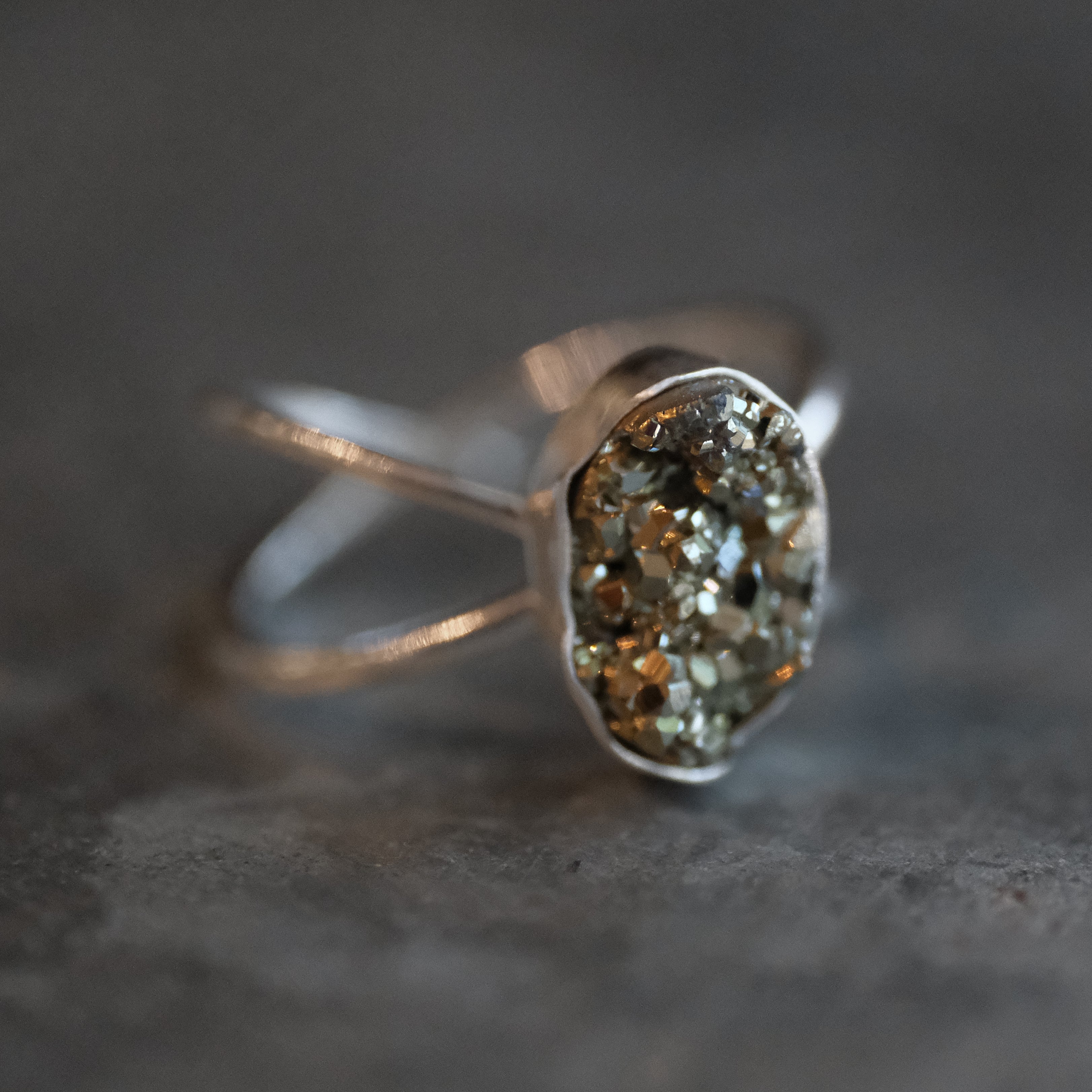 Pyrite Atom Ring (Size 8) - One of a Kind