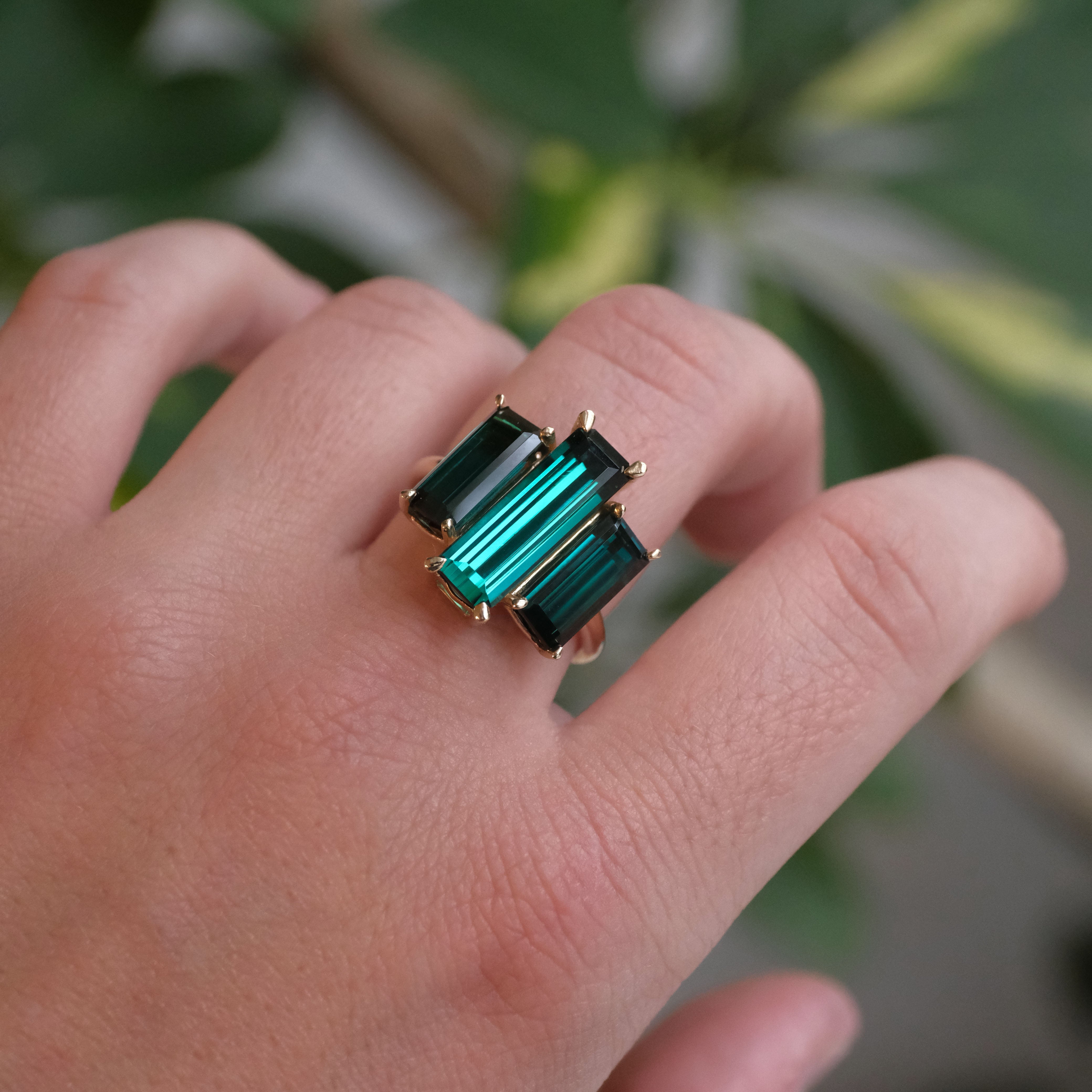 14k + Tourmaline Jungle Ring - One of a Kind