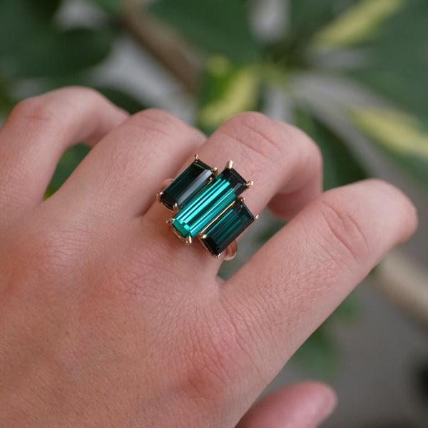 14k + Tourmaline Jungle Ring