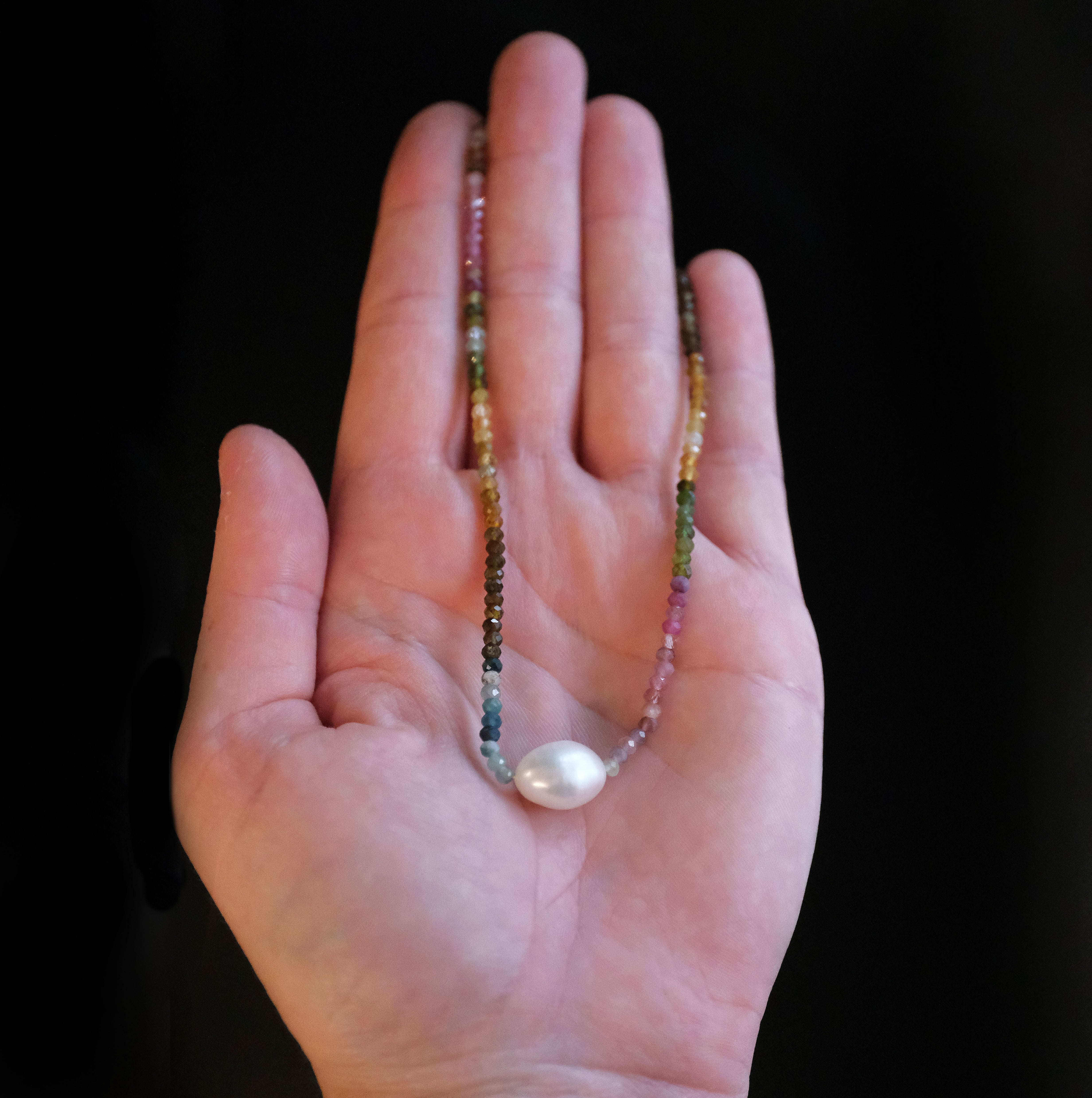 Tourmaline + Freshwater Pearl Blurb Necklace