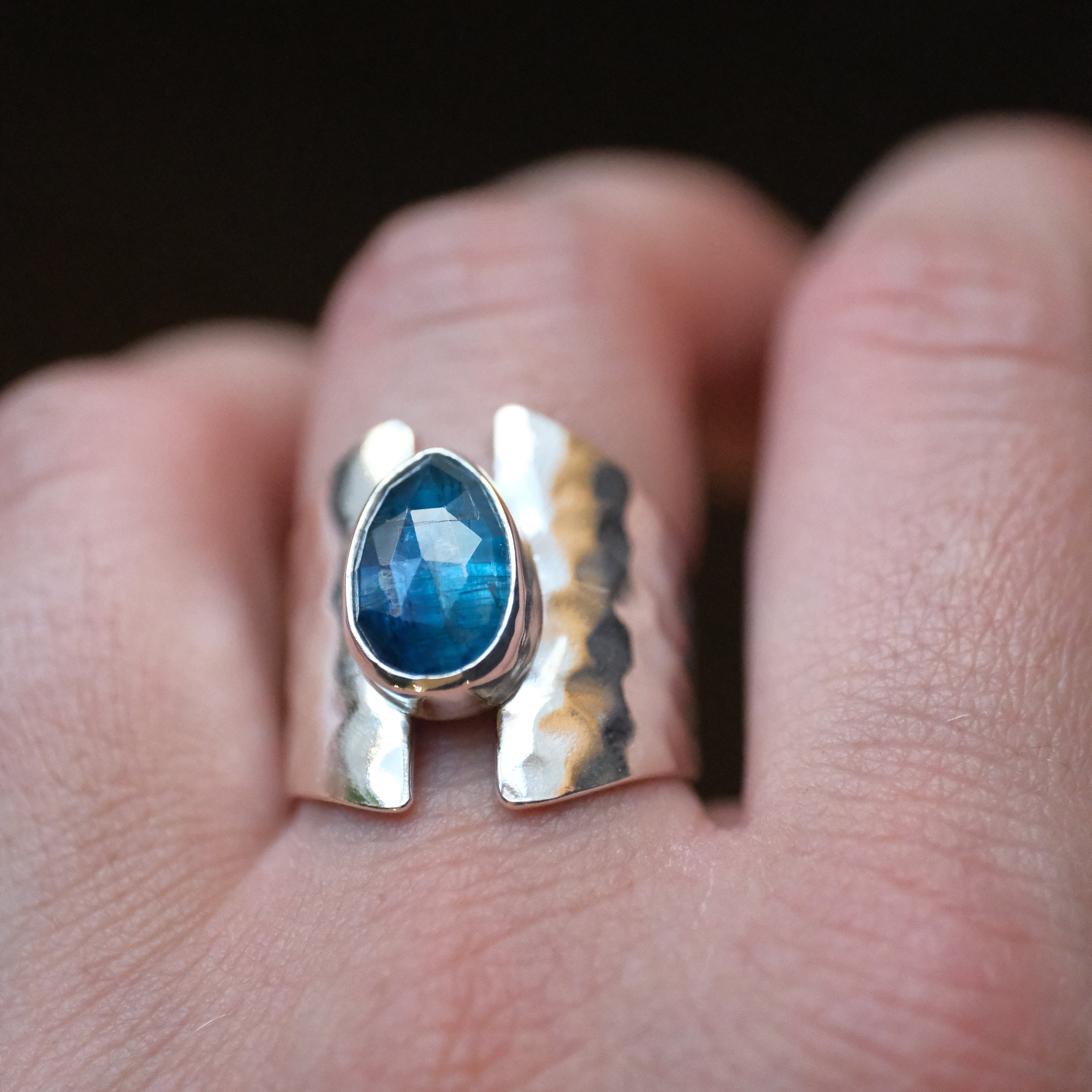 Blue Kyanite Shield Ring (Size 7) - One of a Kind