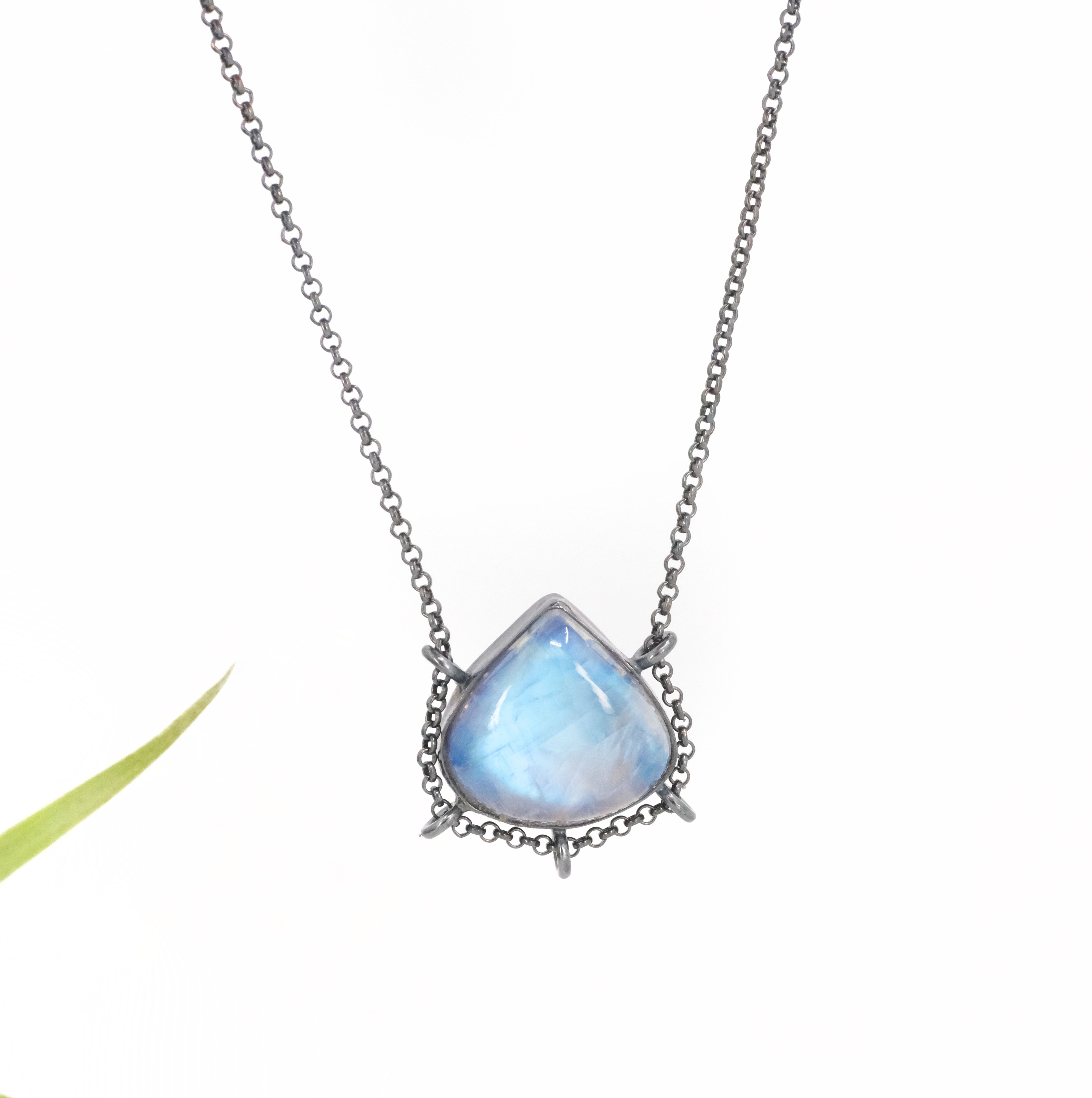 Rainbow Moonstone Path Necklace - One of a Kind