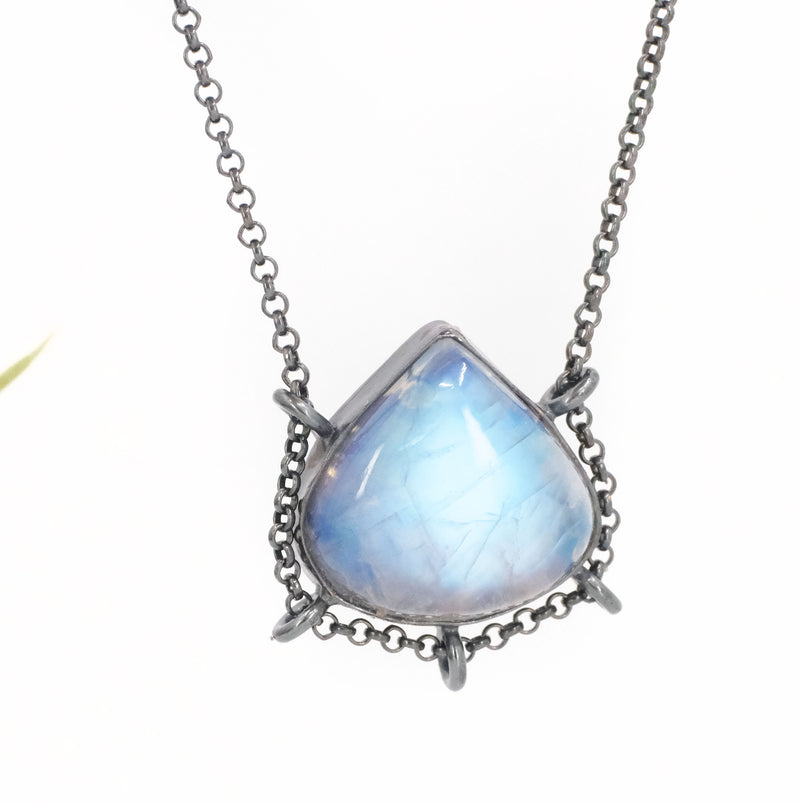 Rainbow Moonstone Path Necklace - One of a Kind