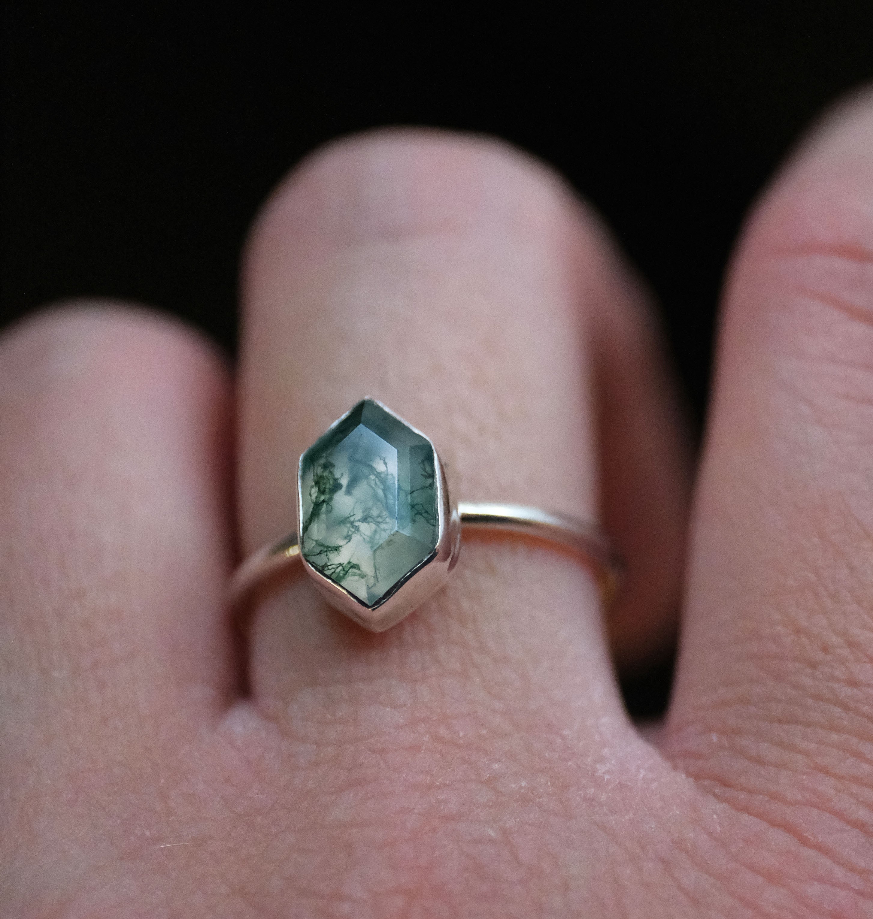 Moss Agate Chiquito Ring (Size 8) - One of a Kind