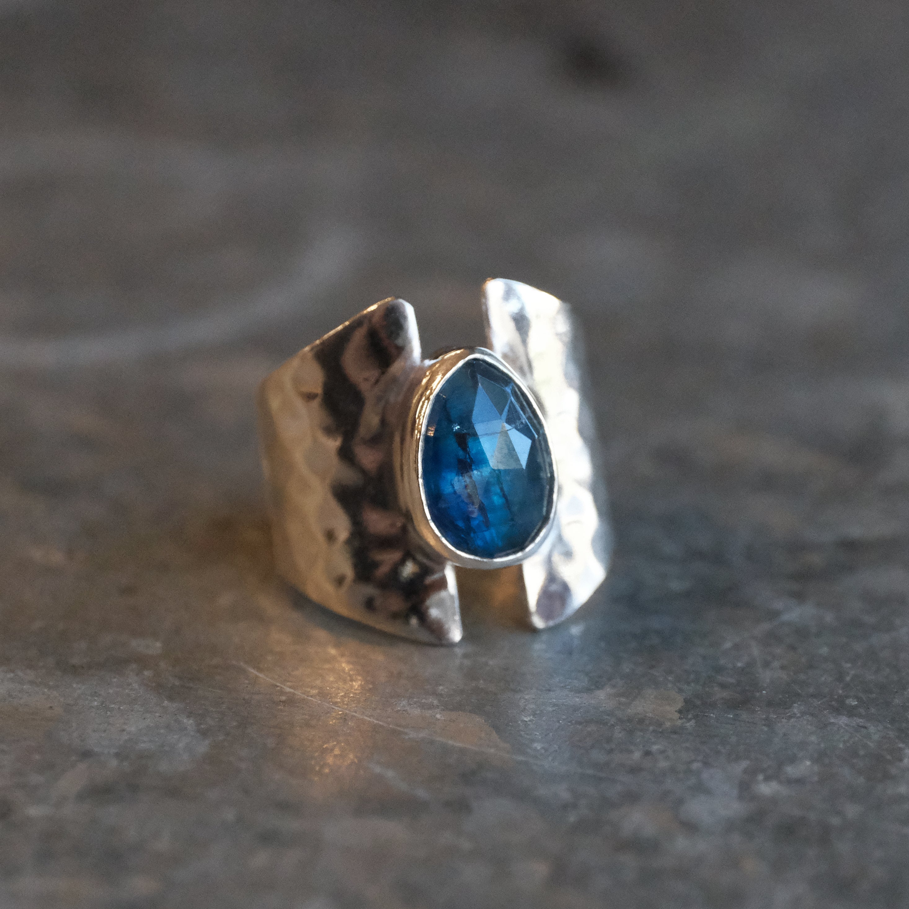 Blue Kyanite Shield Ring (Size 7) - One of a Kind