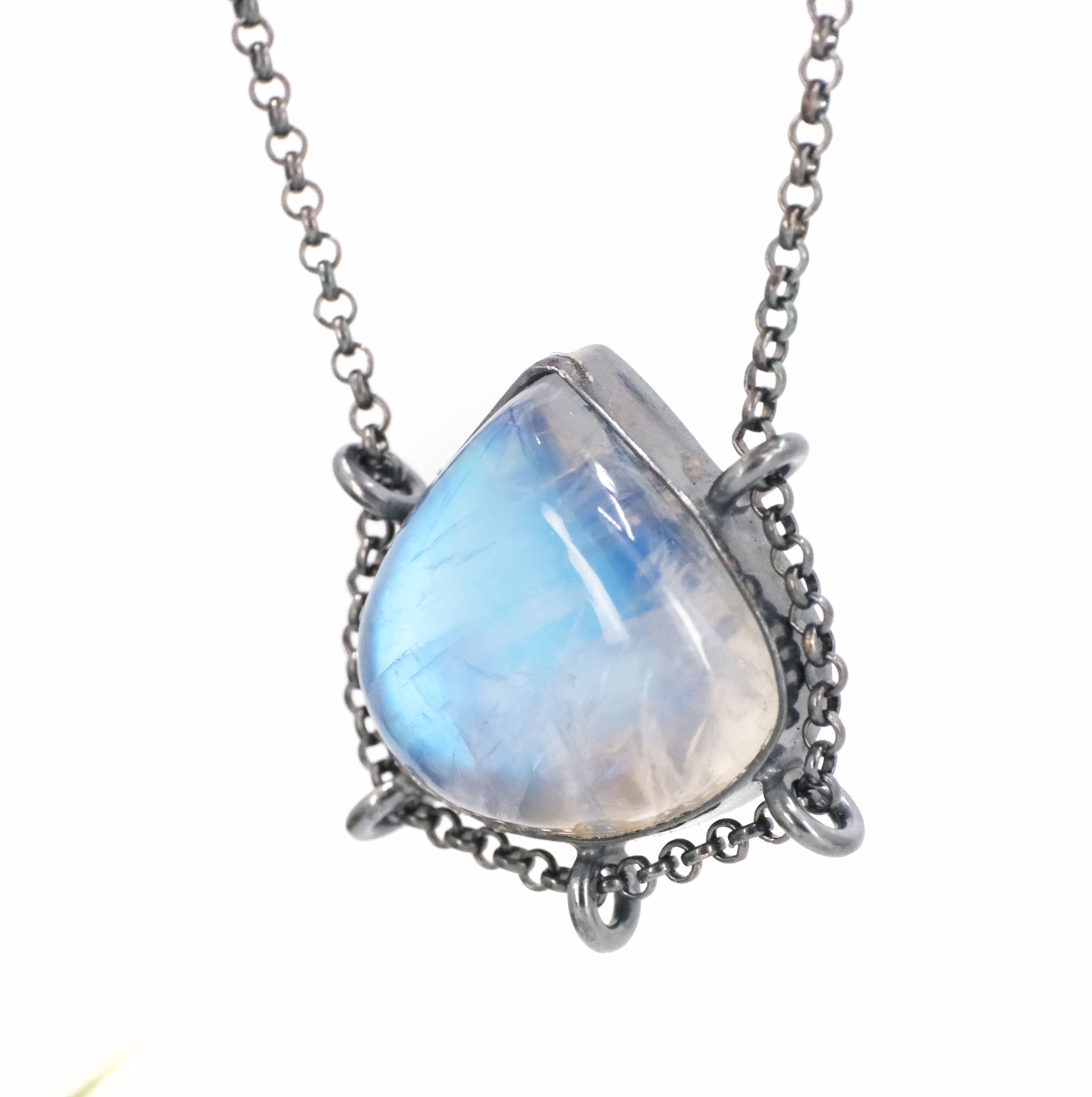 Rainbow Moonstone Path Necklace - One of a Kind
