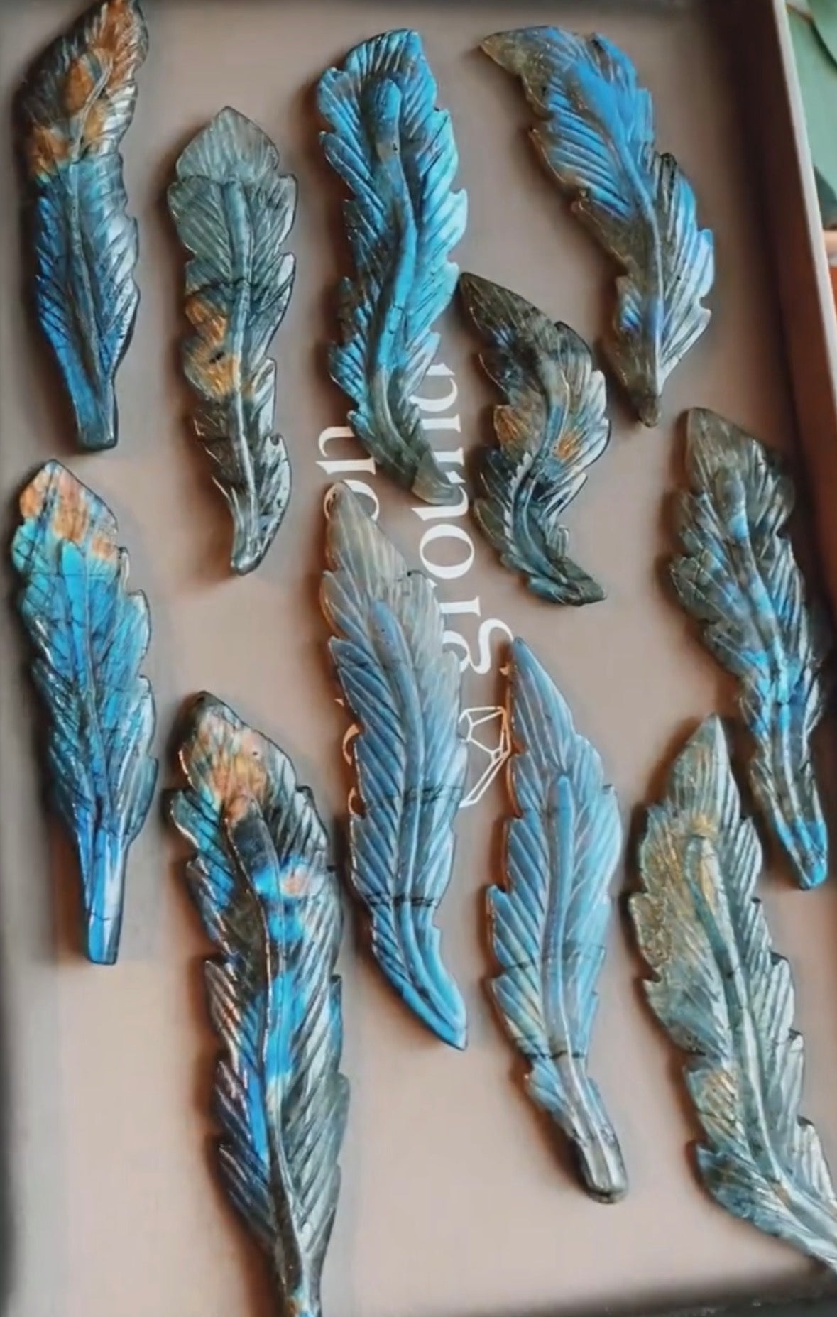 Hand Carved Labradorite Feather