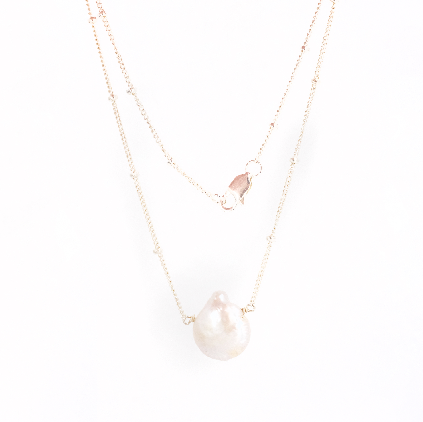 Satellite Pearl + Sterling Necklace
