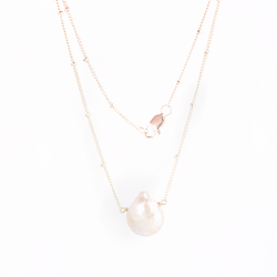 Satellite Pearl + Sterling Necklace