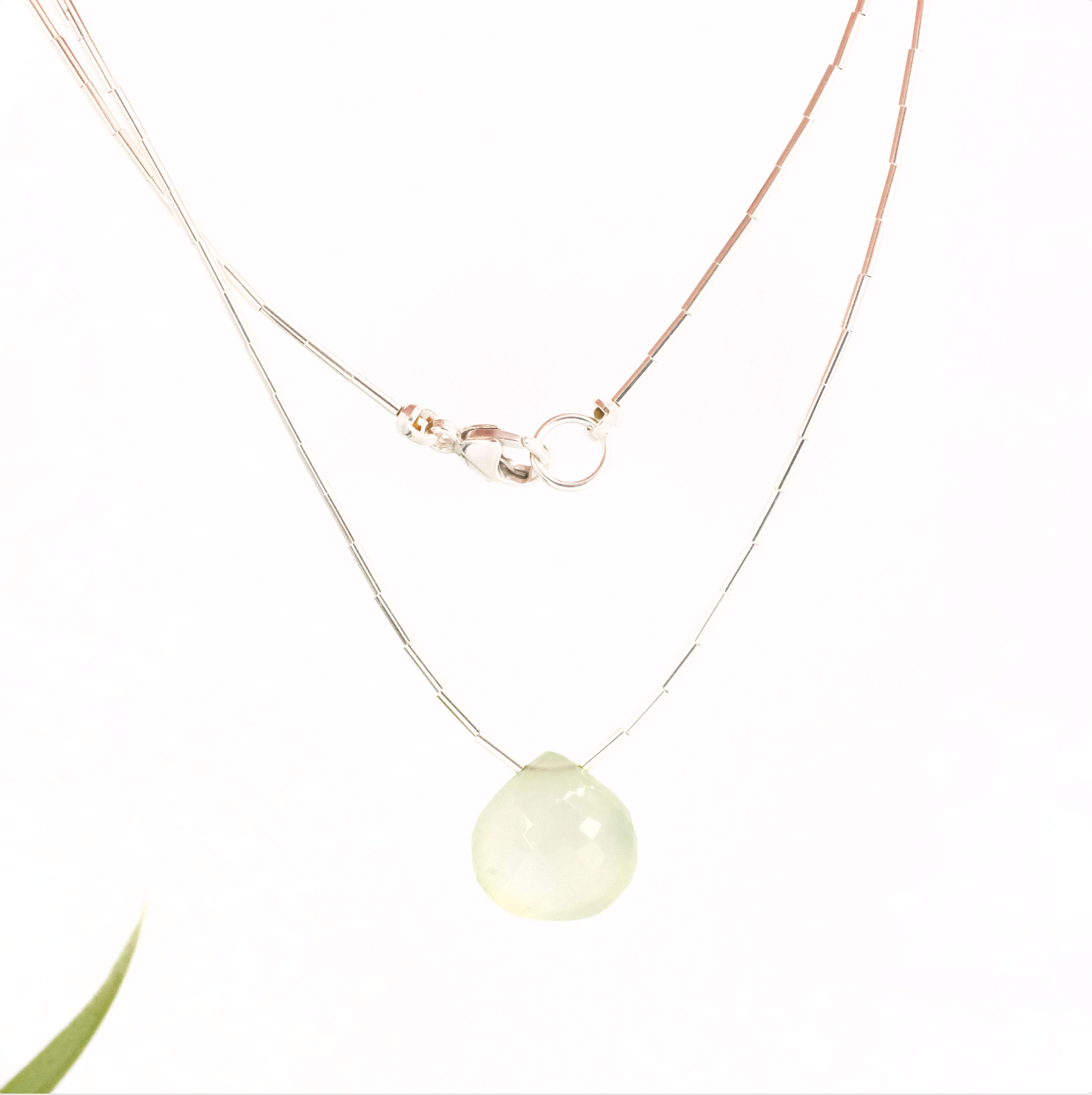 Glow Prehnite Liquid Silver Necklace