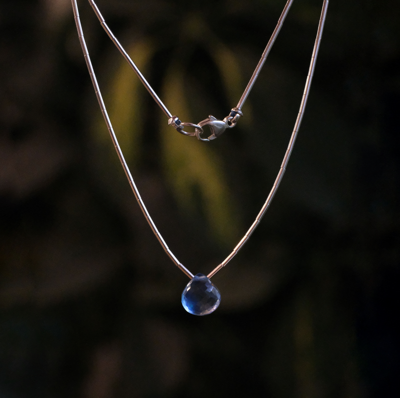 Glow Aquamarine Liquid Silver Necklace
