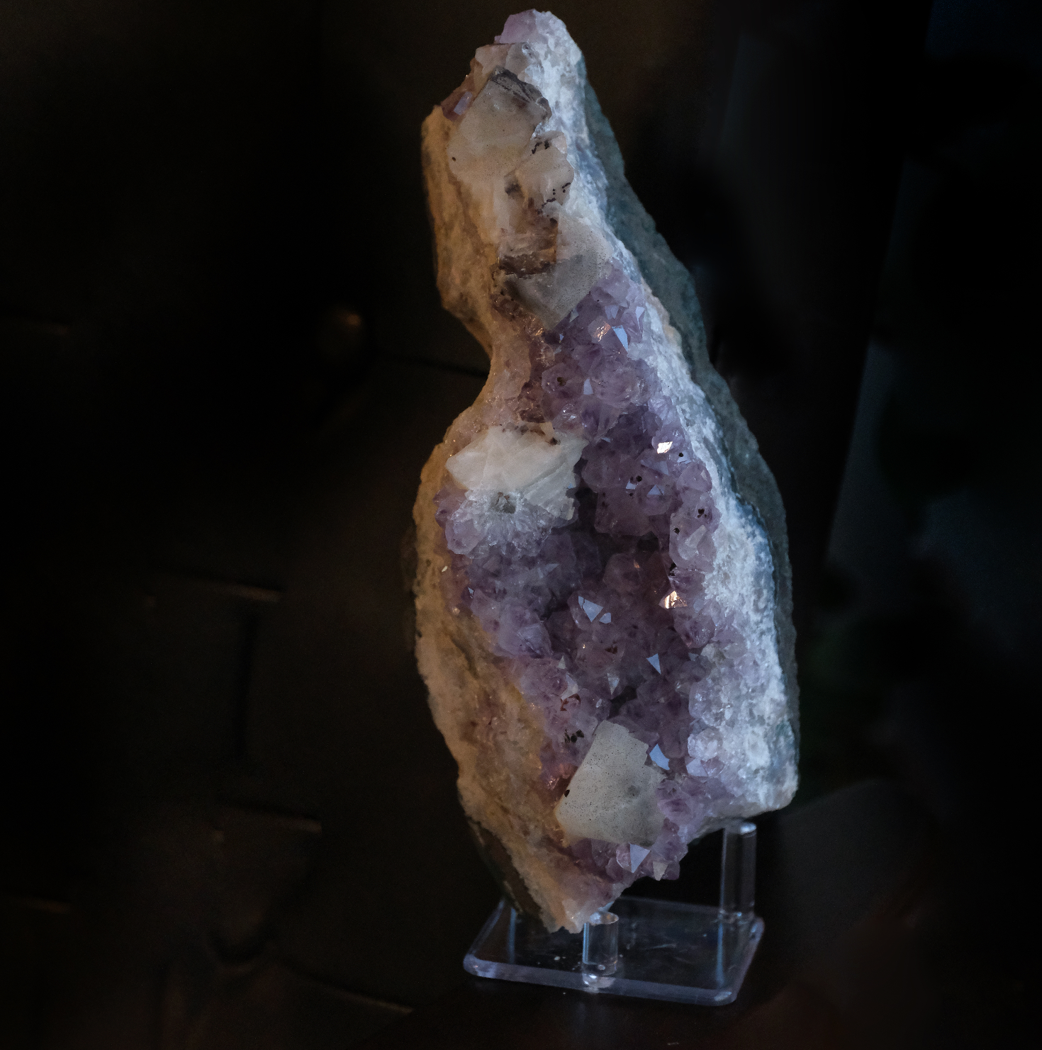 Brazailian Amethyst Specimen with Calcite and Goethite