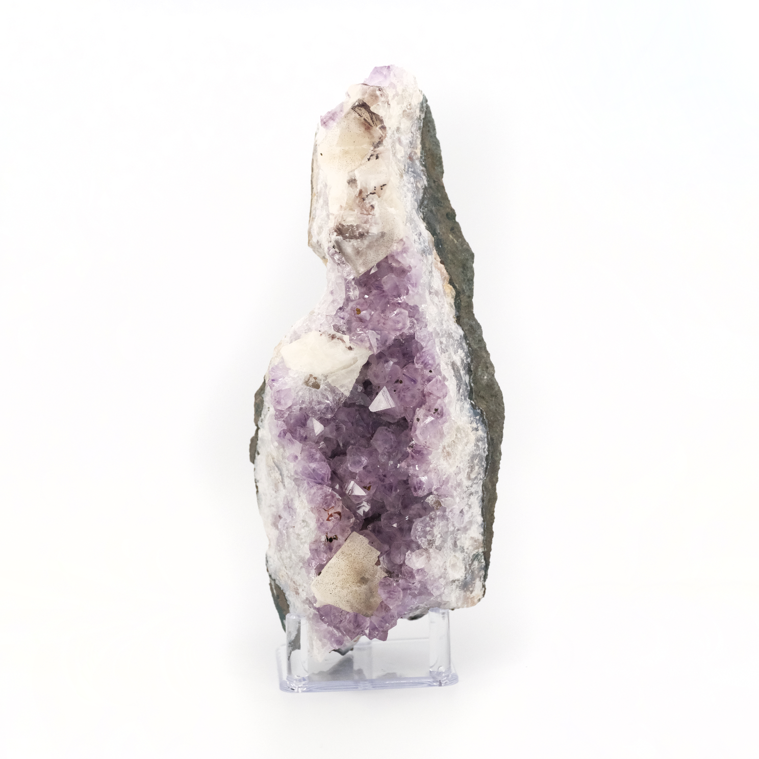 Brazailian Amethyst Specimen with Calcite and Goethite