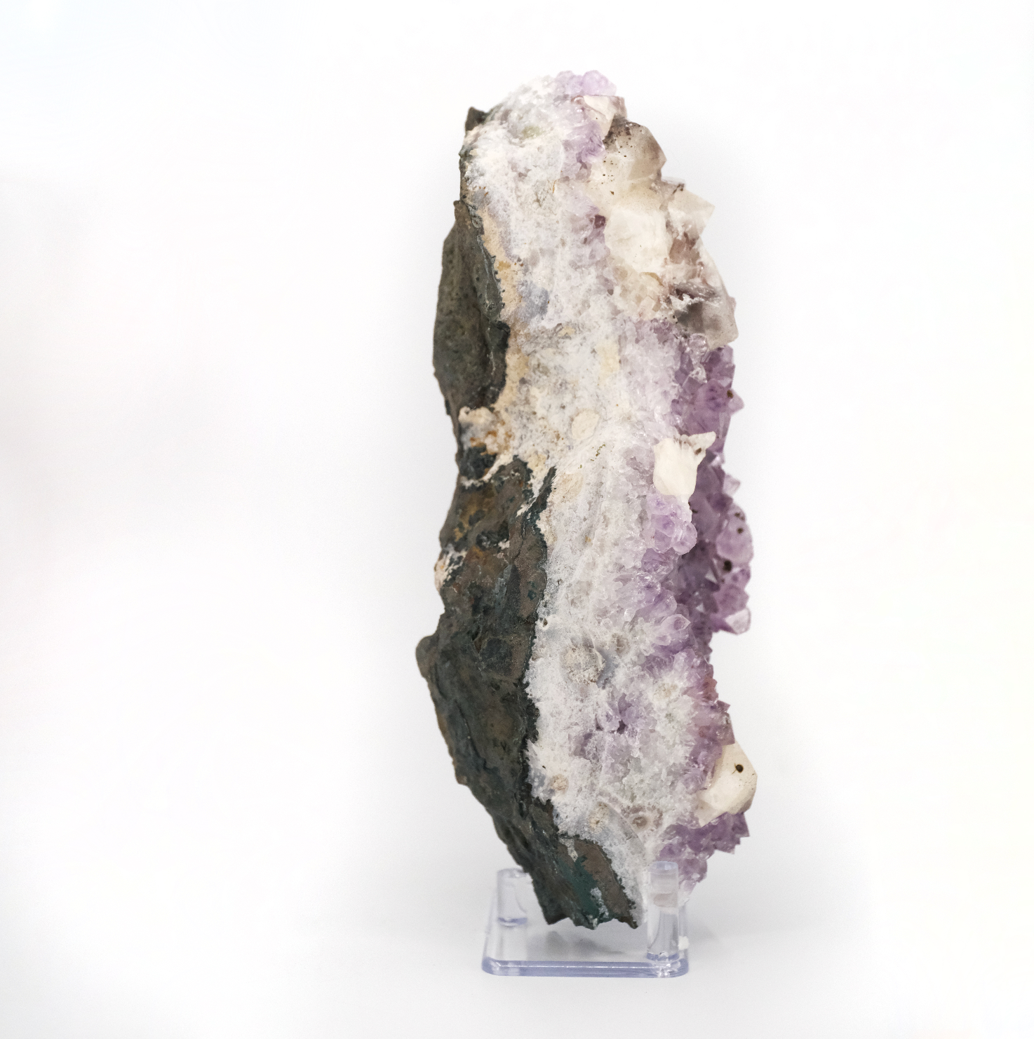 Brazailian Amethyst Specimen with Calcite and Goethite