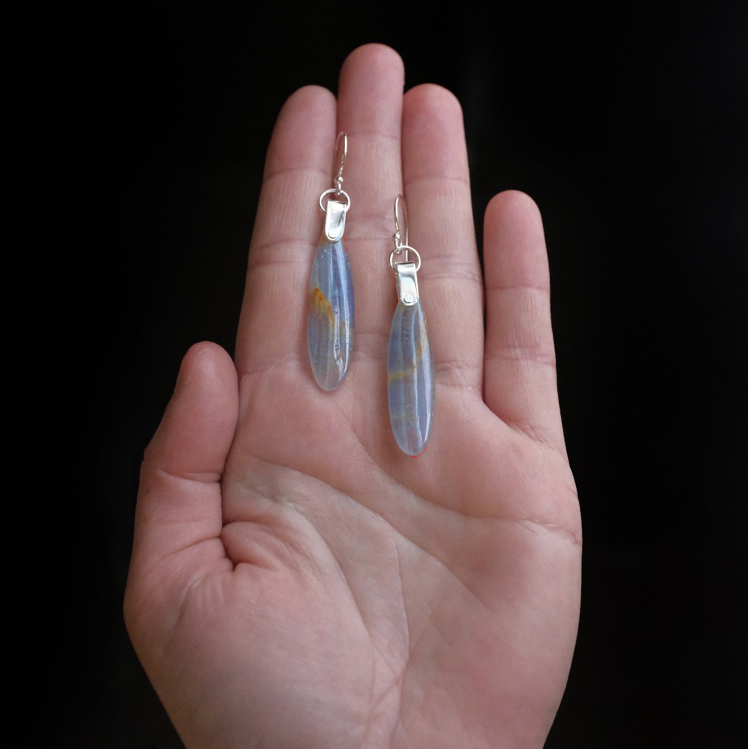 Blue Onyx Saddle Earrings - One of a Kind