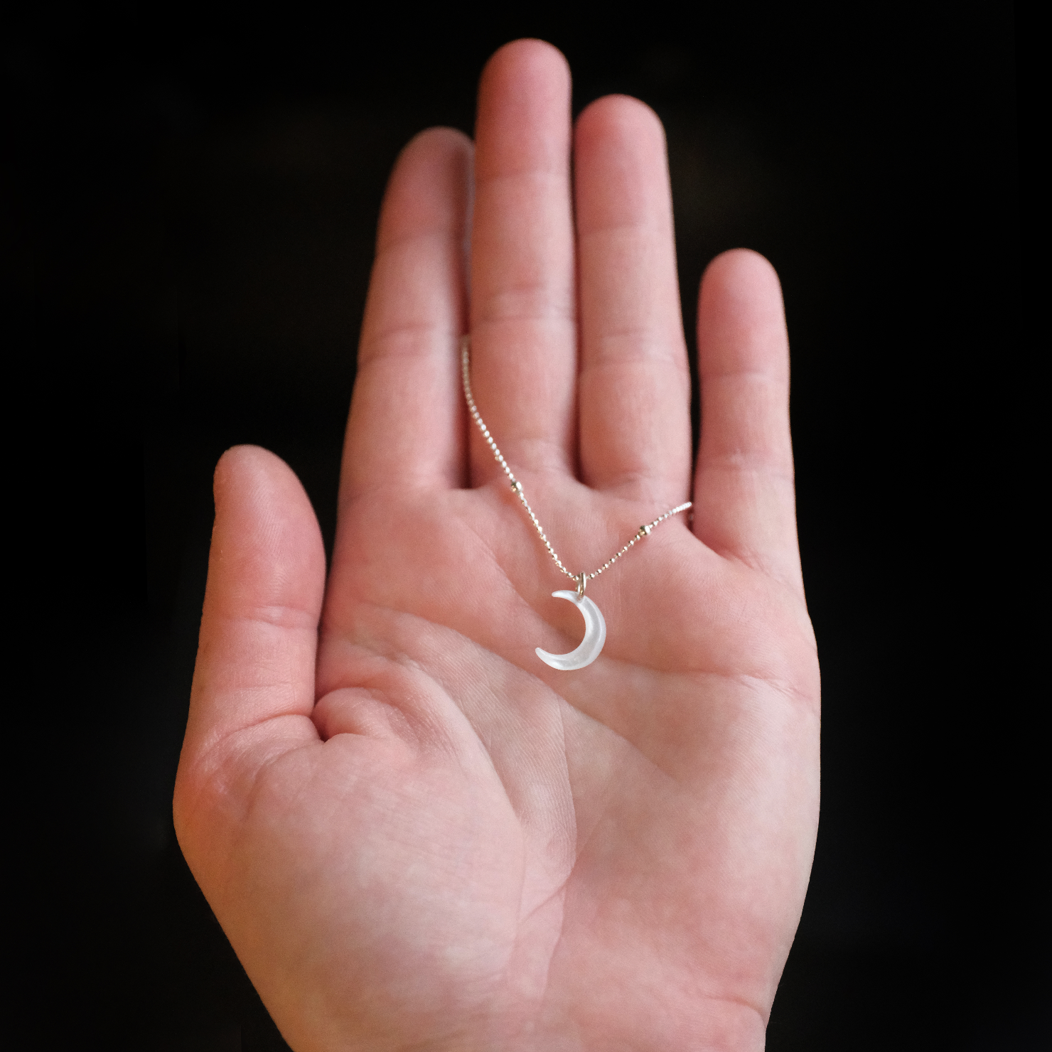 Mother of Pearl + Sterling Moon Necklace