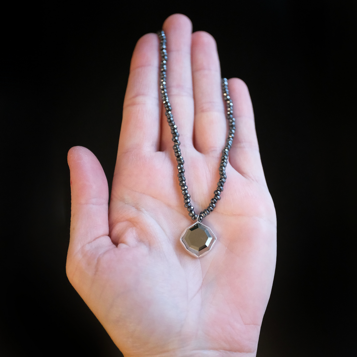 Pyrite + Hematite Portrait Necklace - One of a Kind