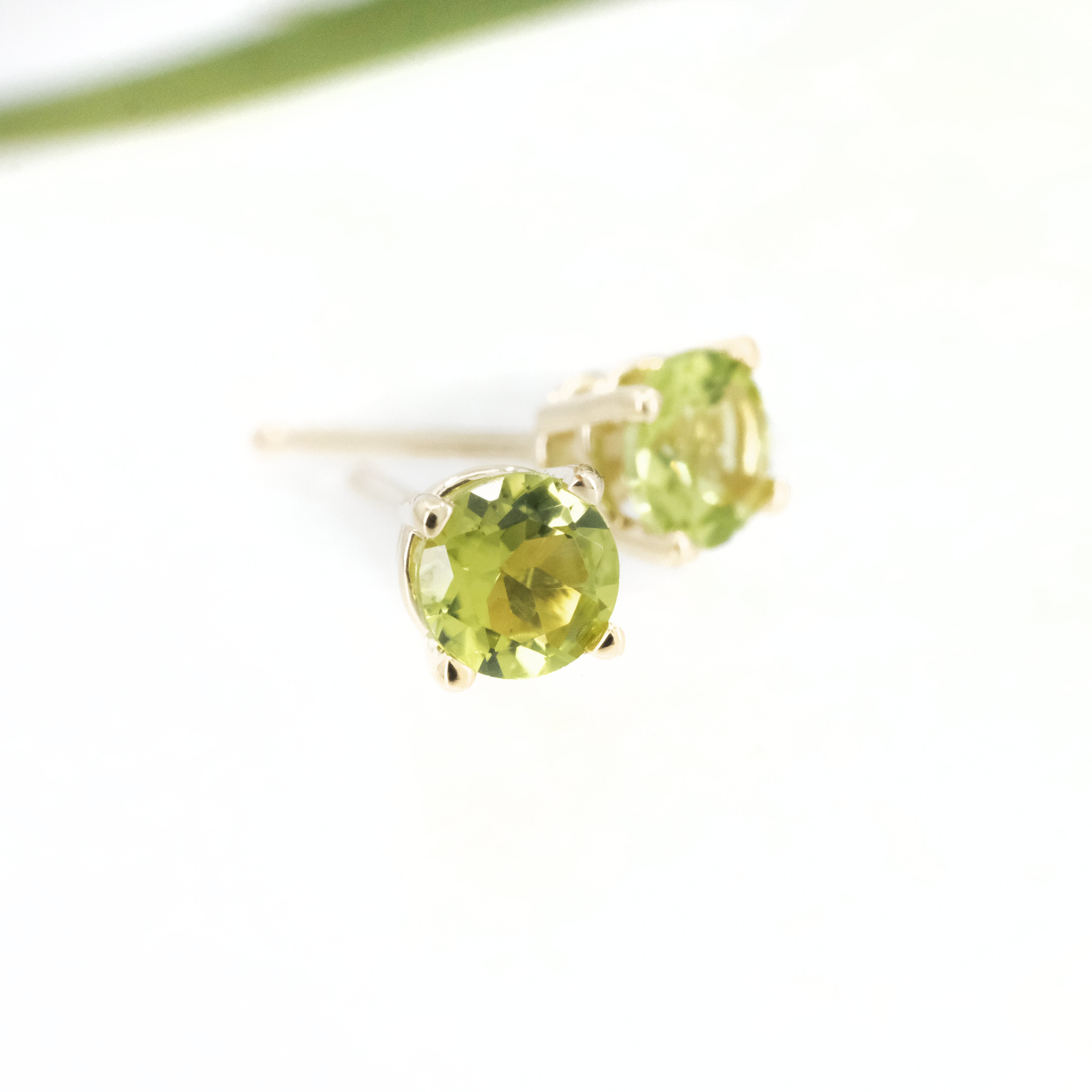 14k + Peridot Studs