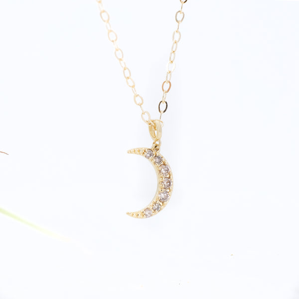 14k + Diamond Moon Necklace