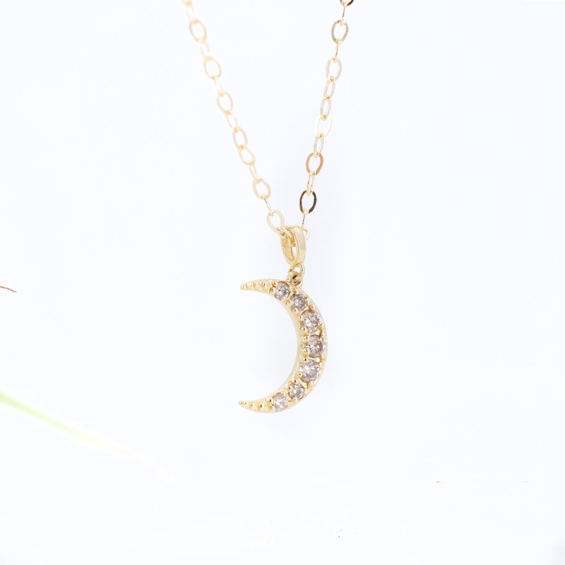 14k + Diamond Moon Necklace