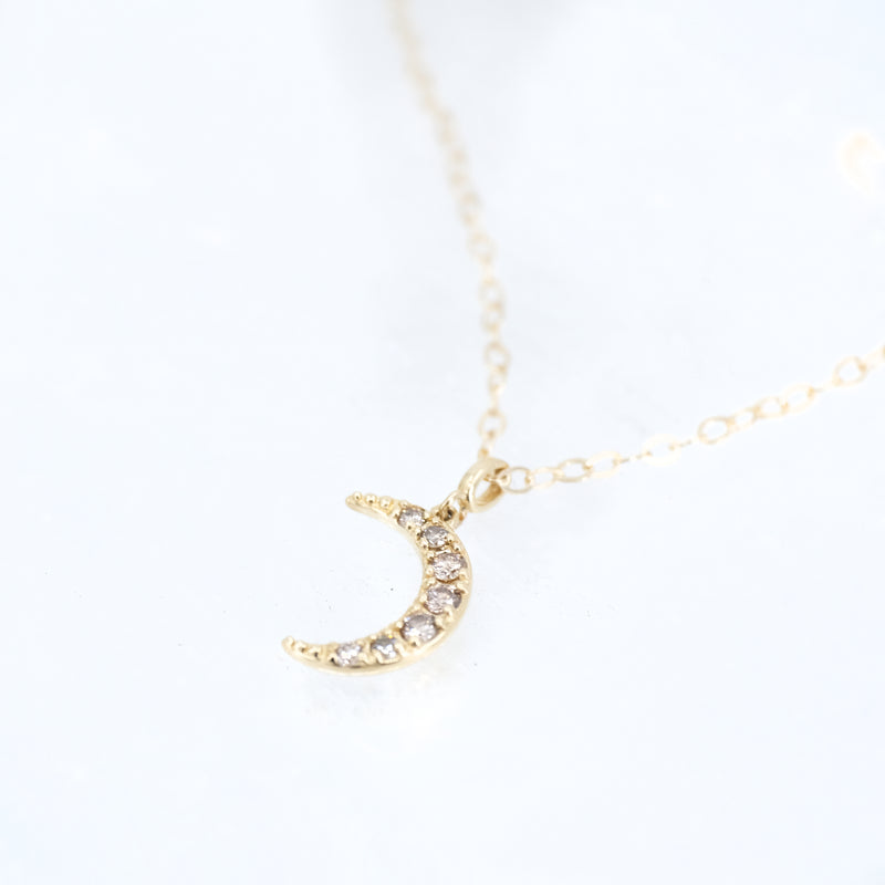 14k + Diamond Moon Necklace