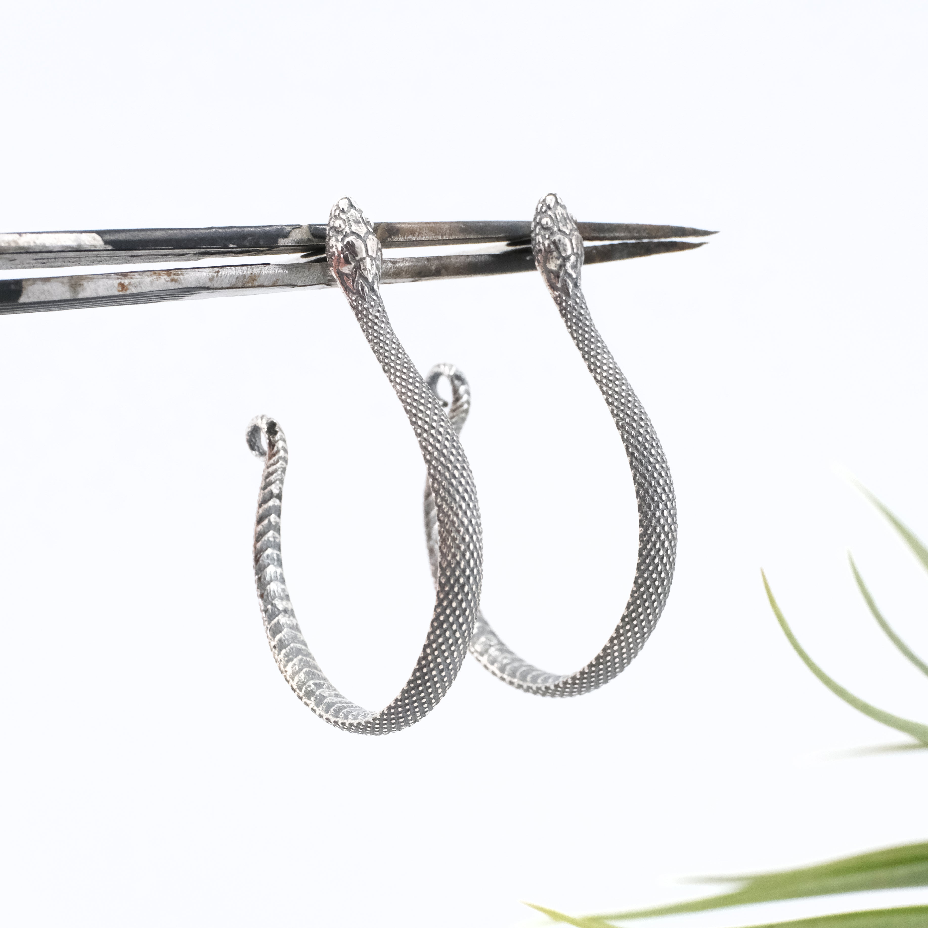 Sterling Serpent Hoops