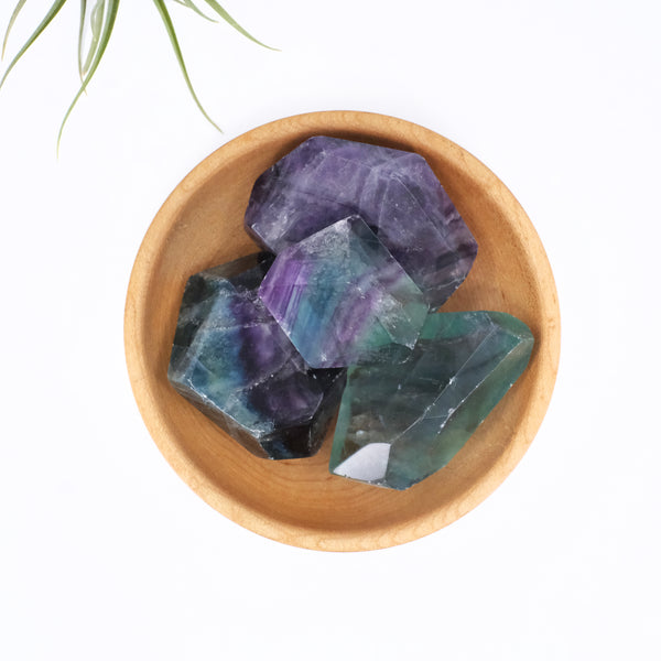 Faceted Rainbow Fluorite Palm Stone