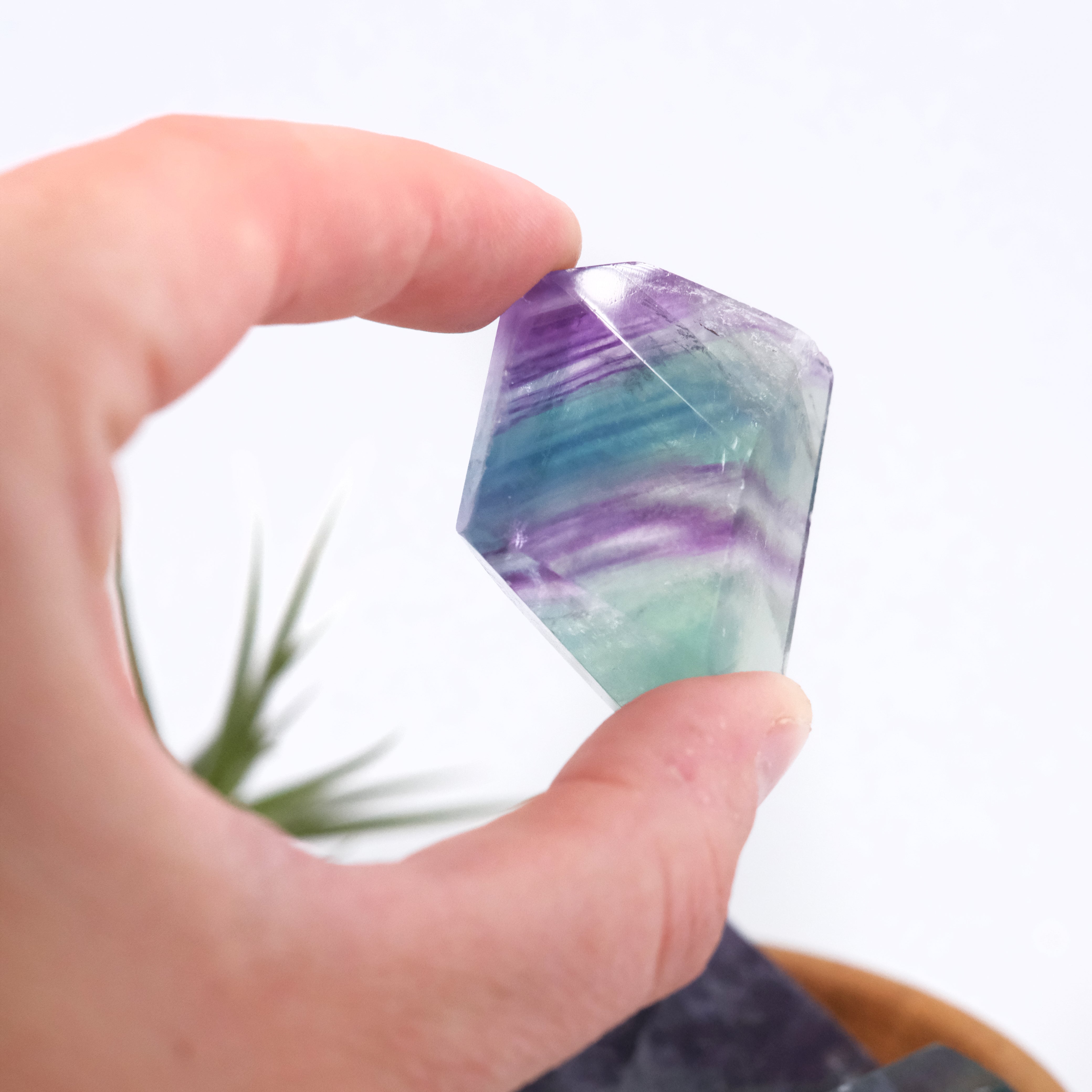 Faceted Rainbow Fluorite Palm Stone