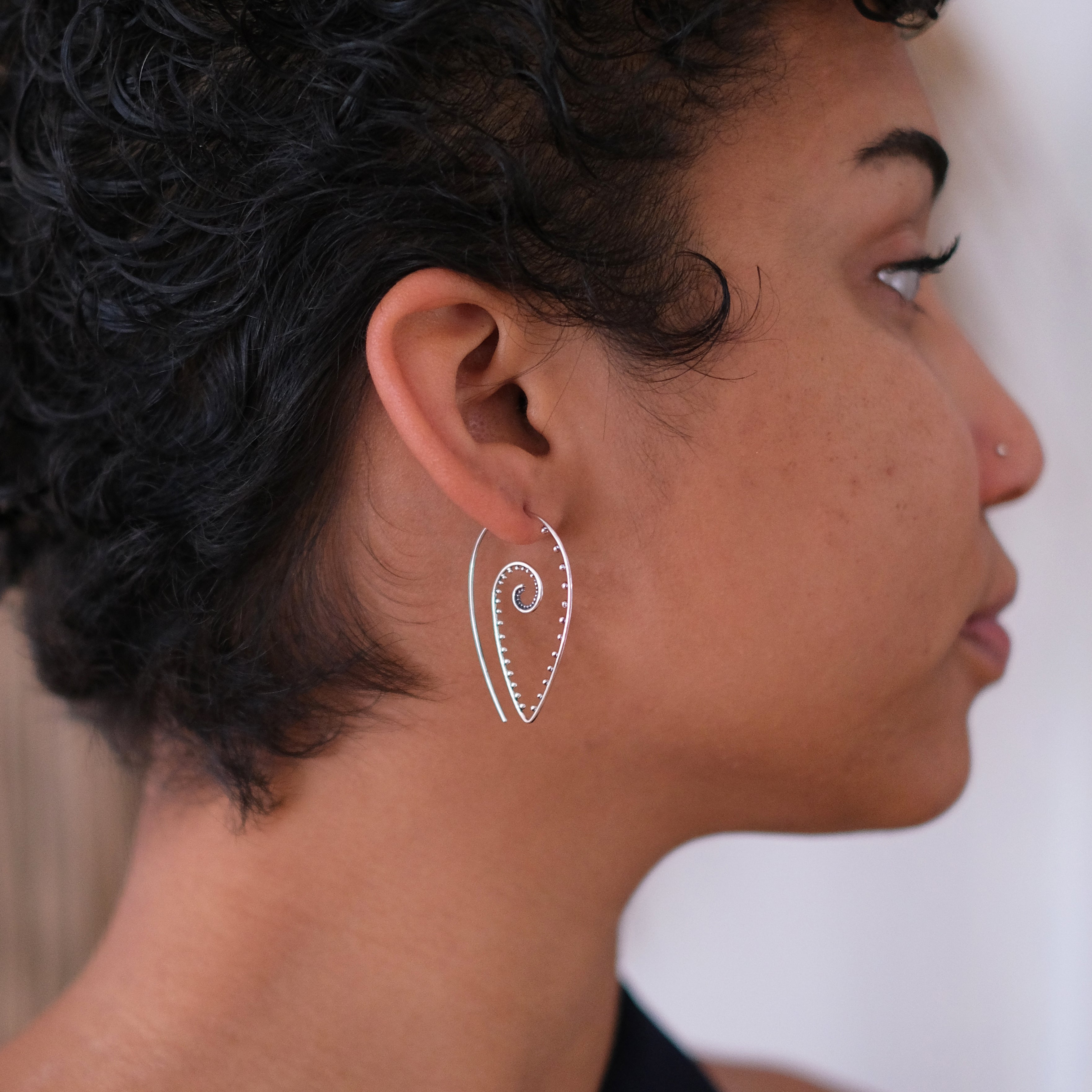 Sterling Dotted Petal Hoops