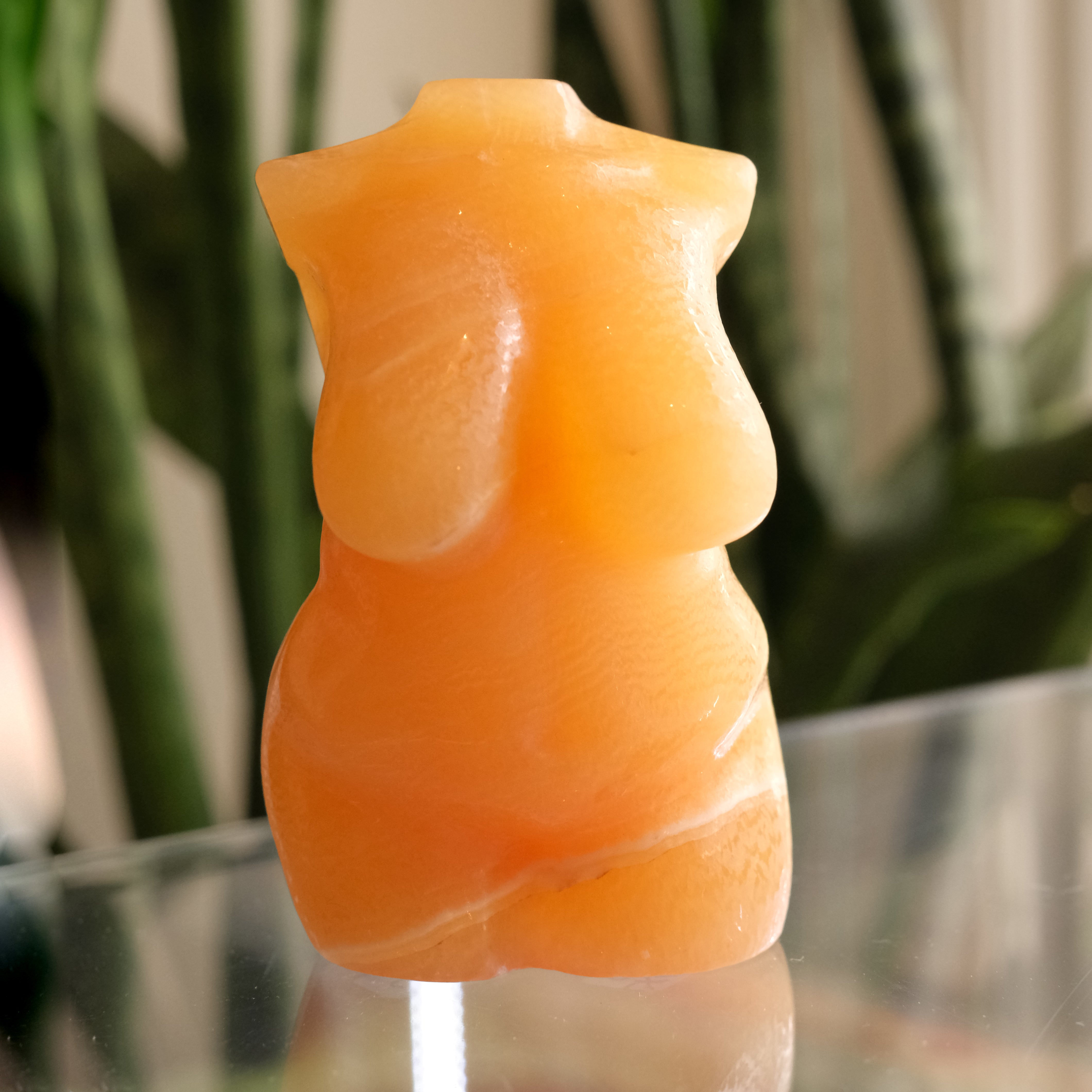 Hand Carved Orange Calcite Body