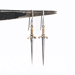 Page of Swords Sterling + Bronze Earrings