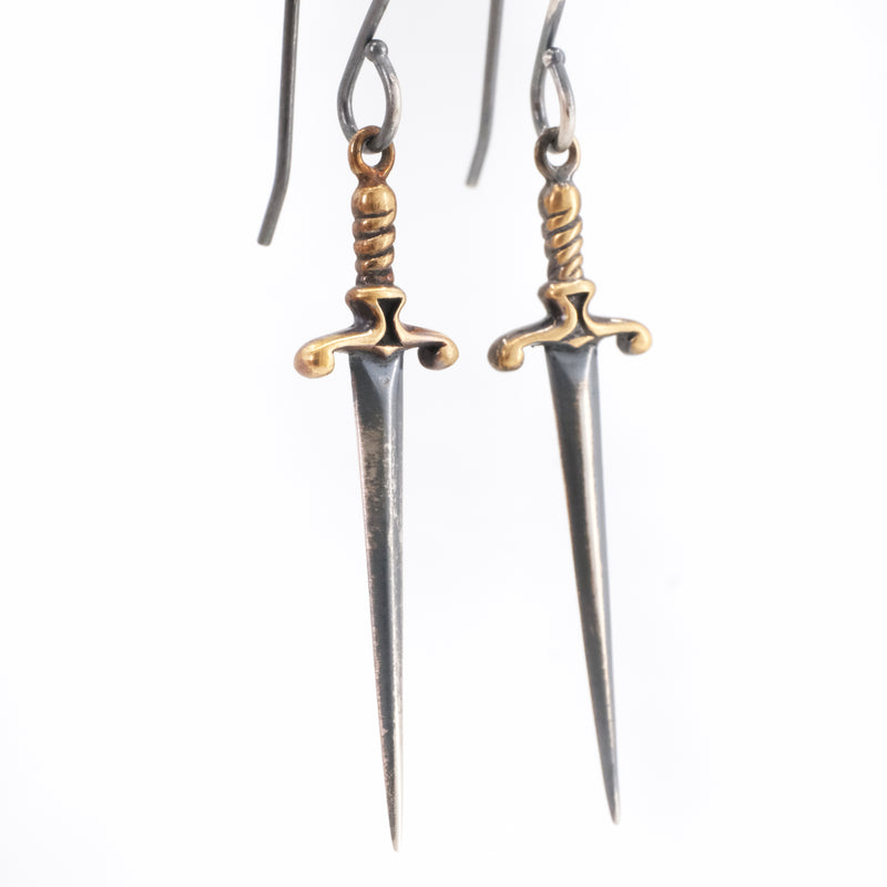 Page of Swords Sterling + Bronze Earrings