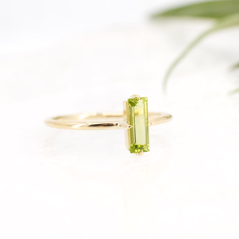 14k + Peridot Baguette Ring
