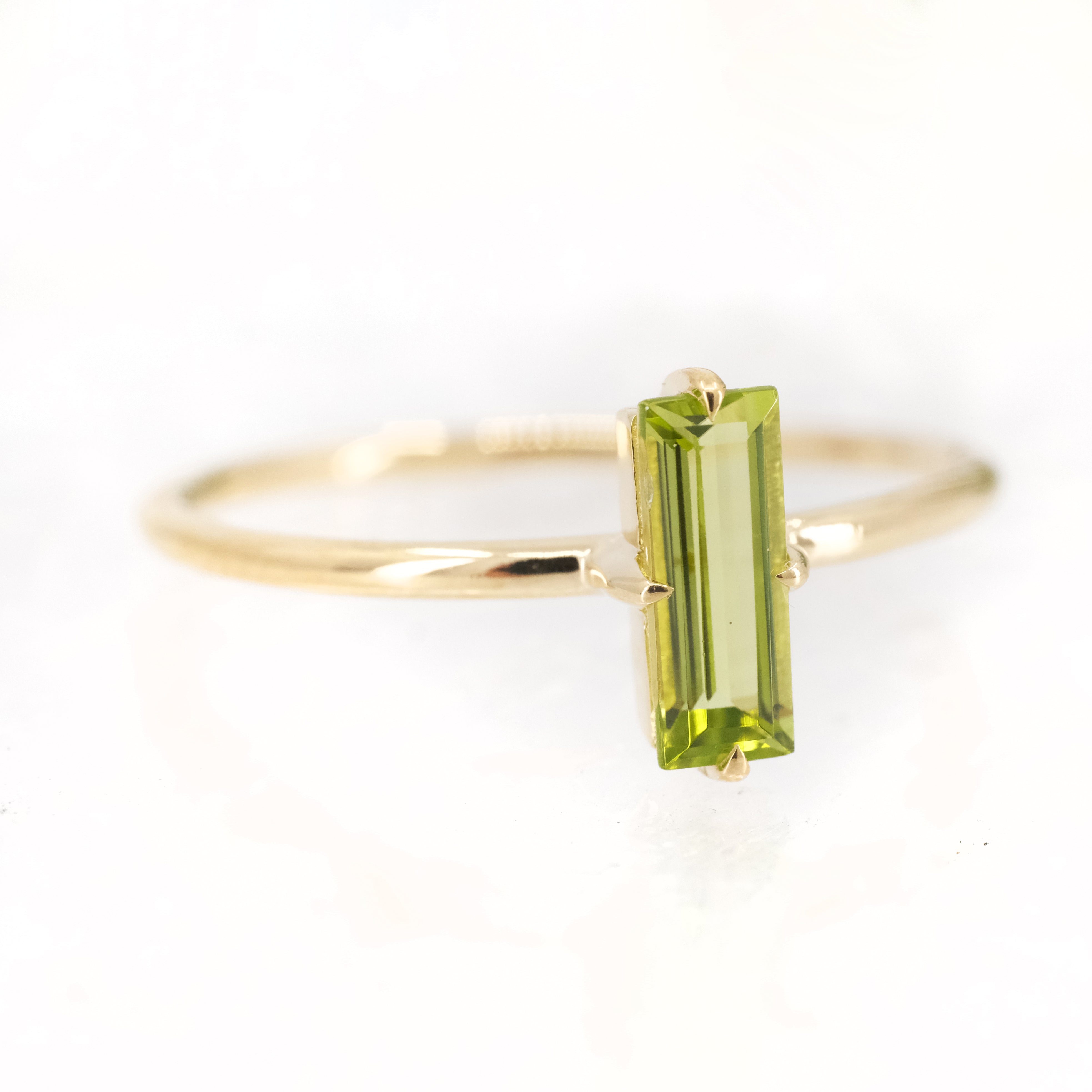 14k + Peridot Baguette Ring