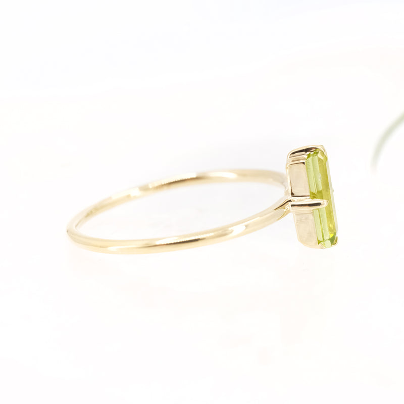 14k + Peridot Baguette Ring