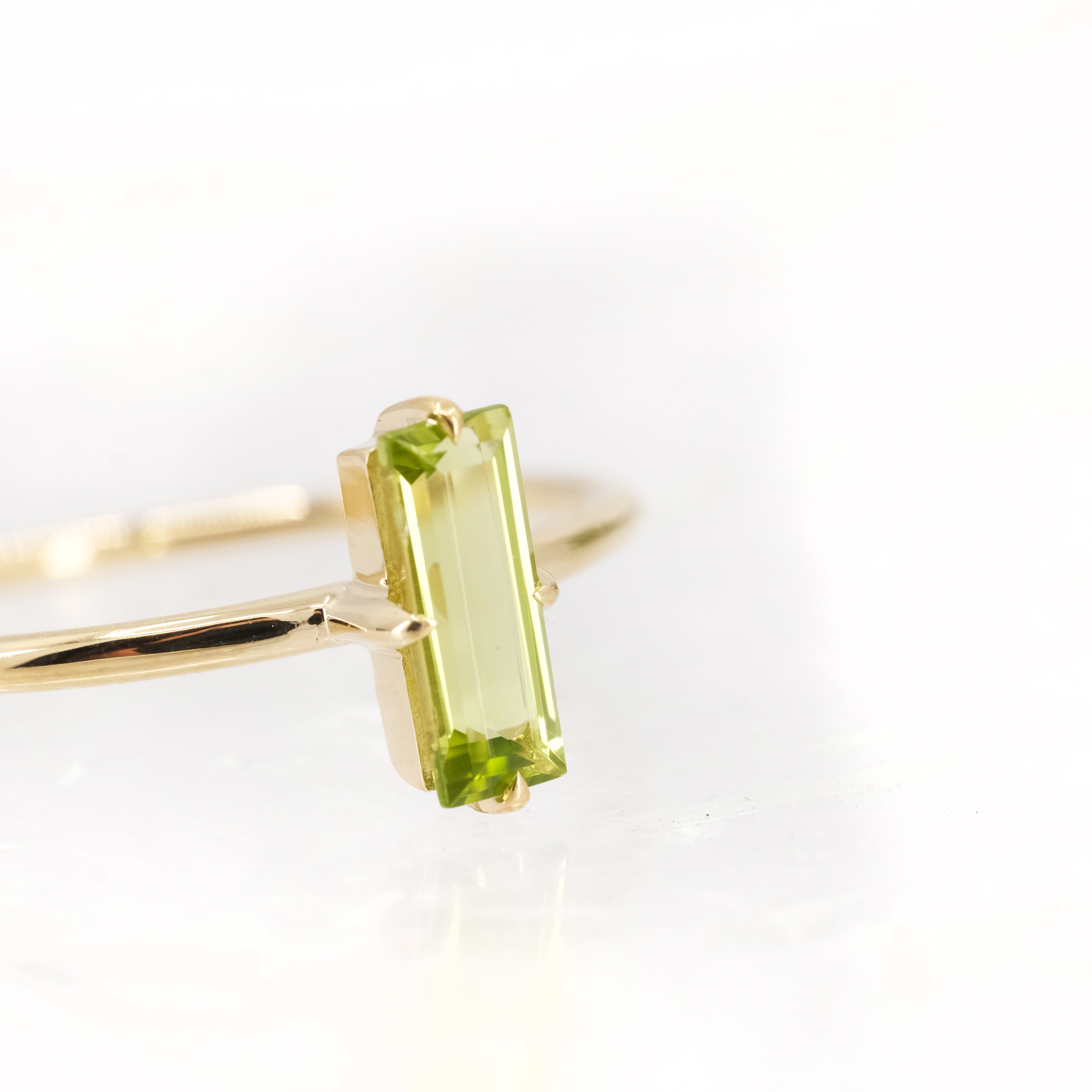 14k + Peridot Baguette Ring