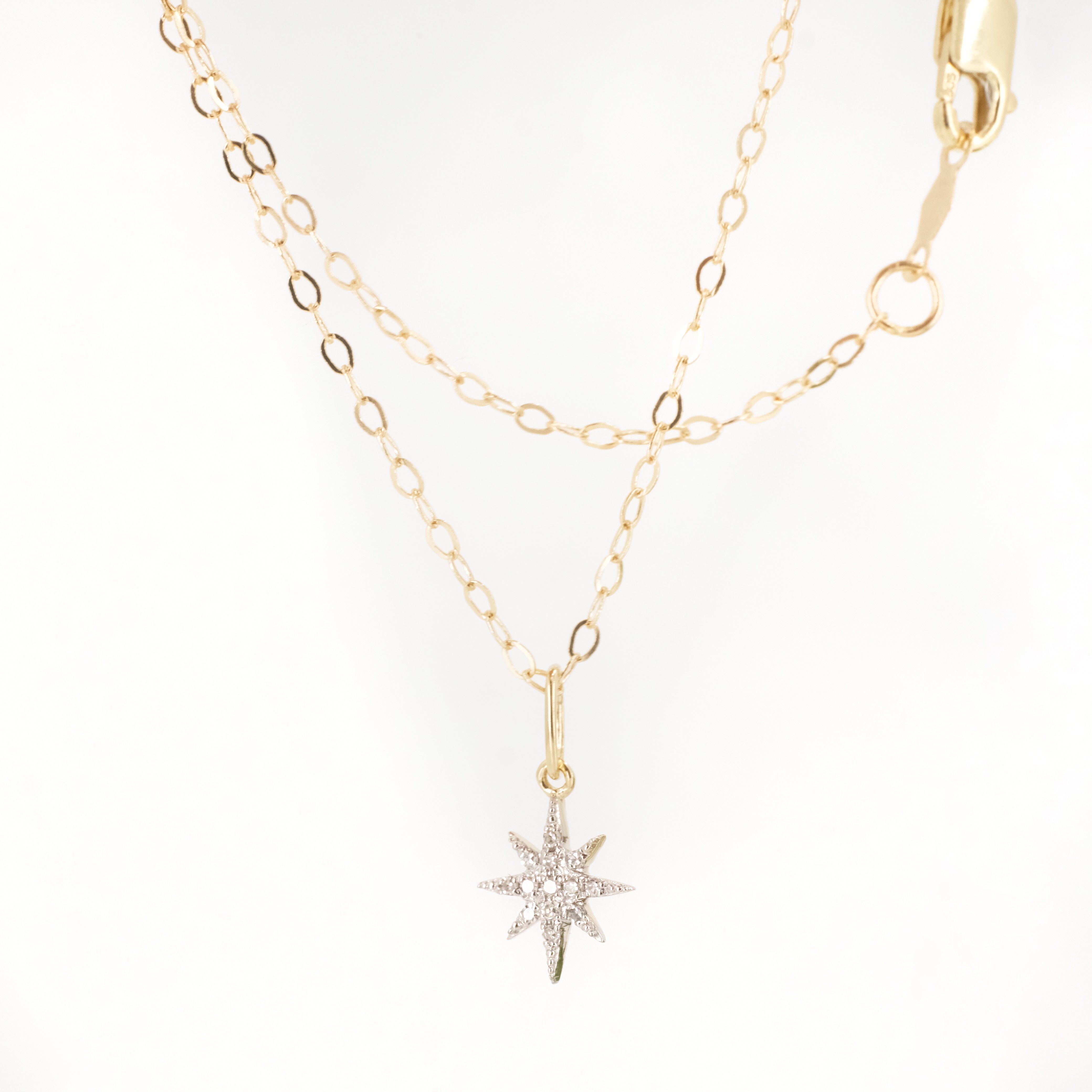 14k + Diamond North Star Necklace