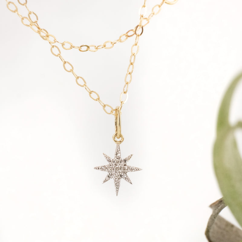 14k + Diamond North Star Necklace