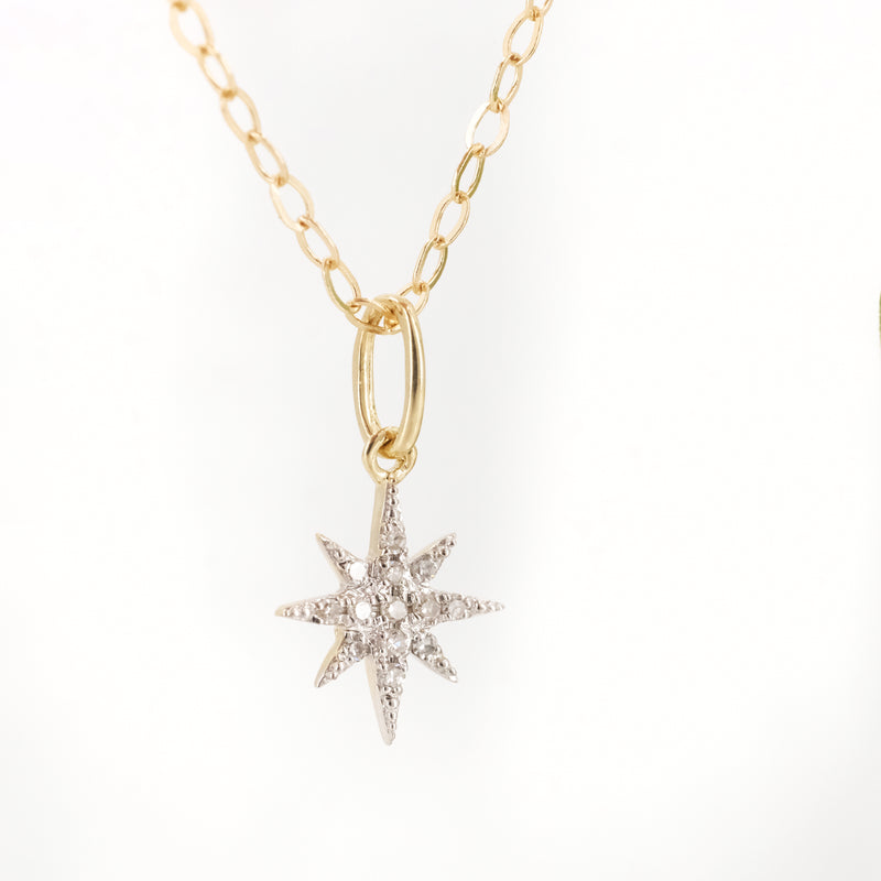 14k + Diamond North Star Necklace