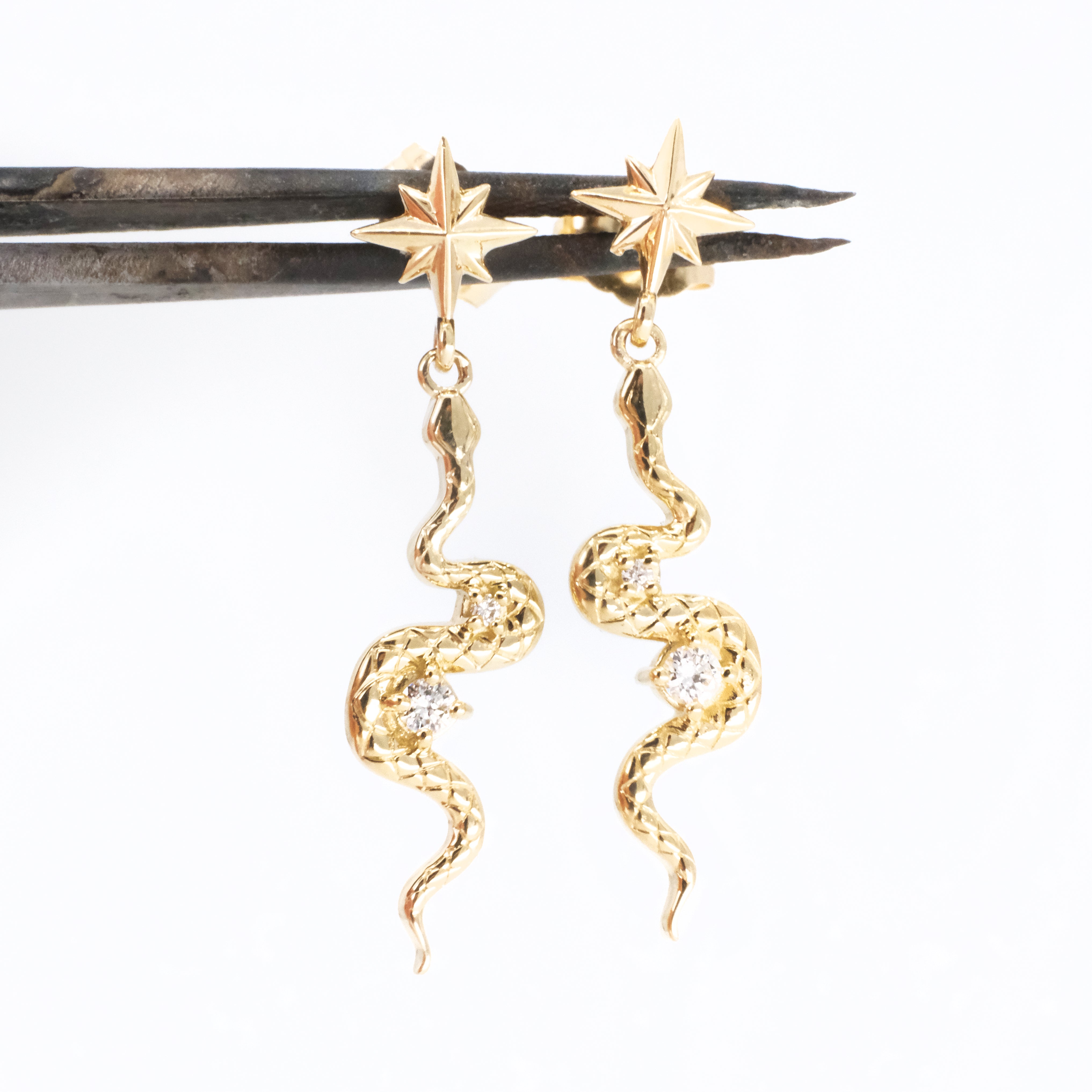 14k + Diamond Asp Earrings